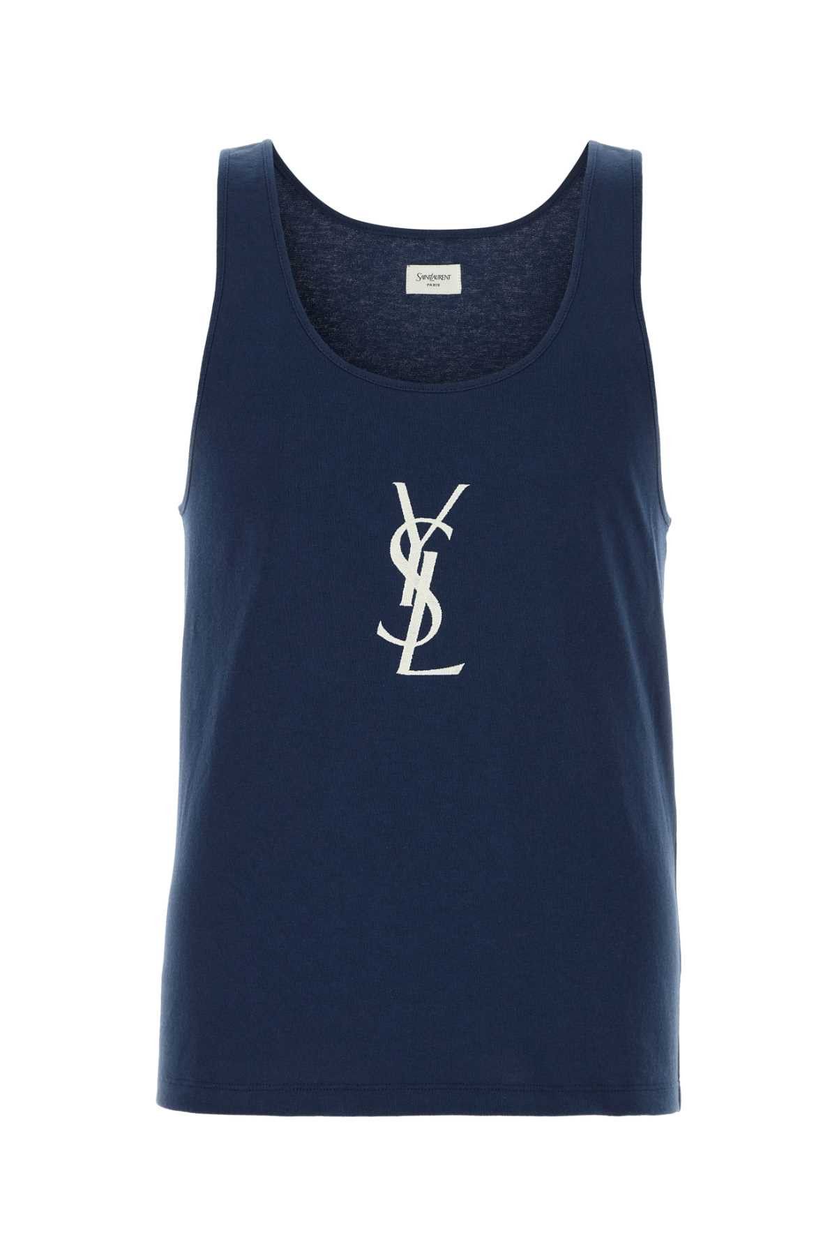 Saint Laurent Paris Blue Cotton Tank Top Size US L / EU 52-54 / 3 - 1 Thumbnail