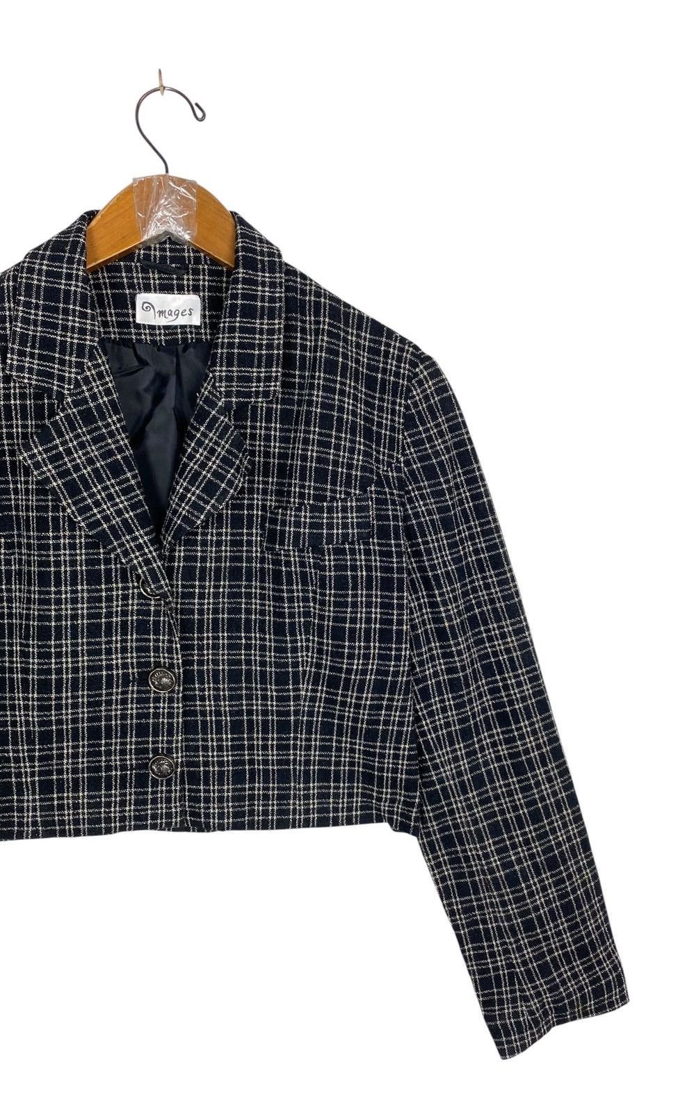 Vintage Rare‼️ Vintage Image Black and White Plaid Cropped Wool Size M / US 6-8 / IT 42-44 - 3 Thumbnail