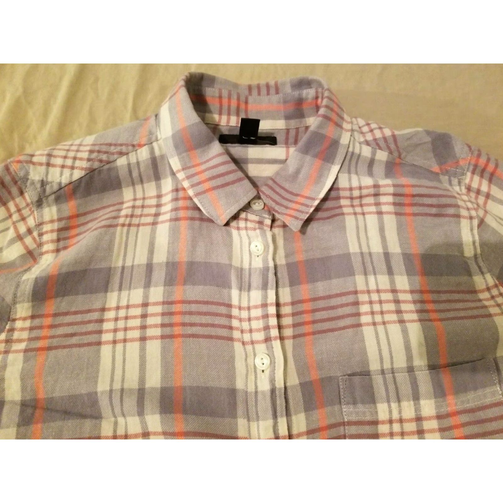 J.Crew Womens J. Crew Dress Shirt 10 Purple Button Cotton Blouse Size L / US 10 / IT 46 - 2 Thumbnail
