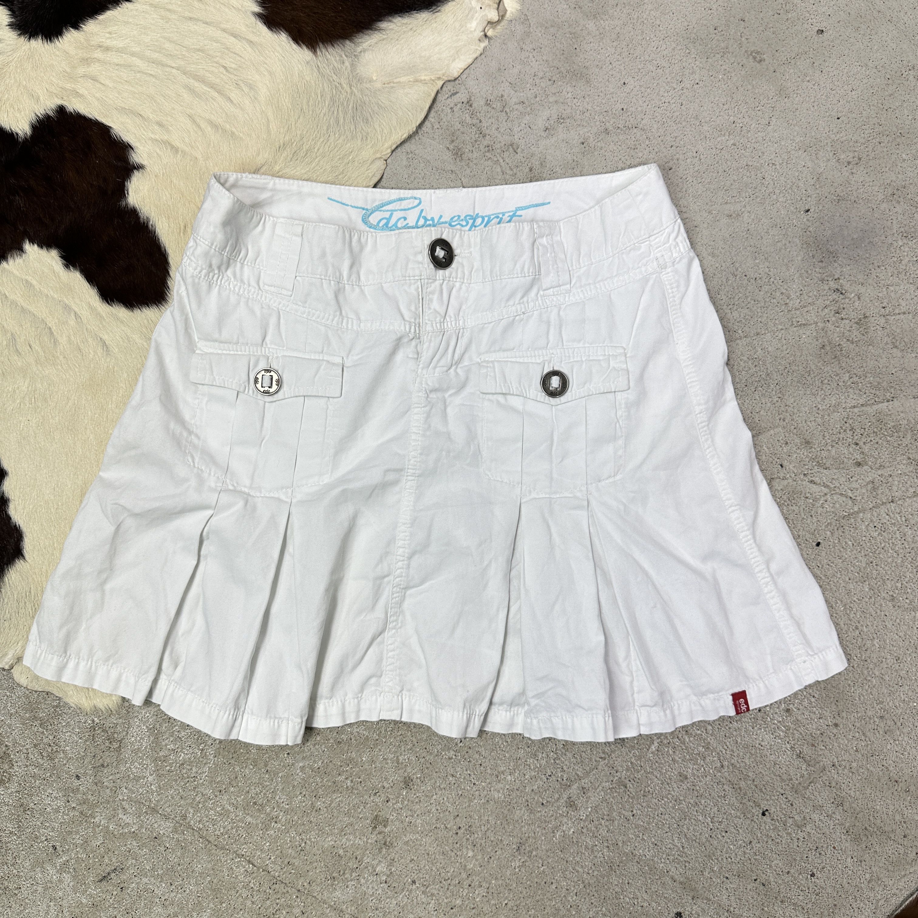 Vintage Vintage Military Styled Safari White Pleated Dress Y2K Size 26" / US 2 / IT 38 - 2 Thumbnail