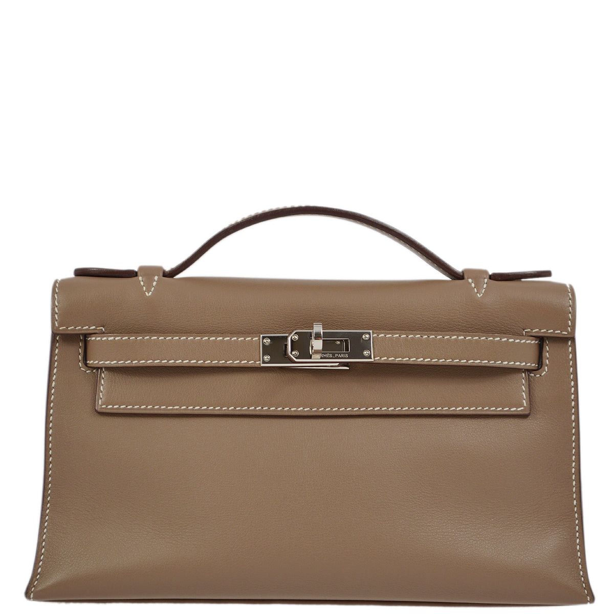image of Hermes 2009 Etoupe Swift Kelly Pochette Handbag 172137 in Red, Women's