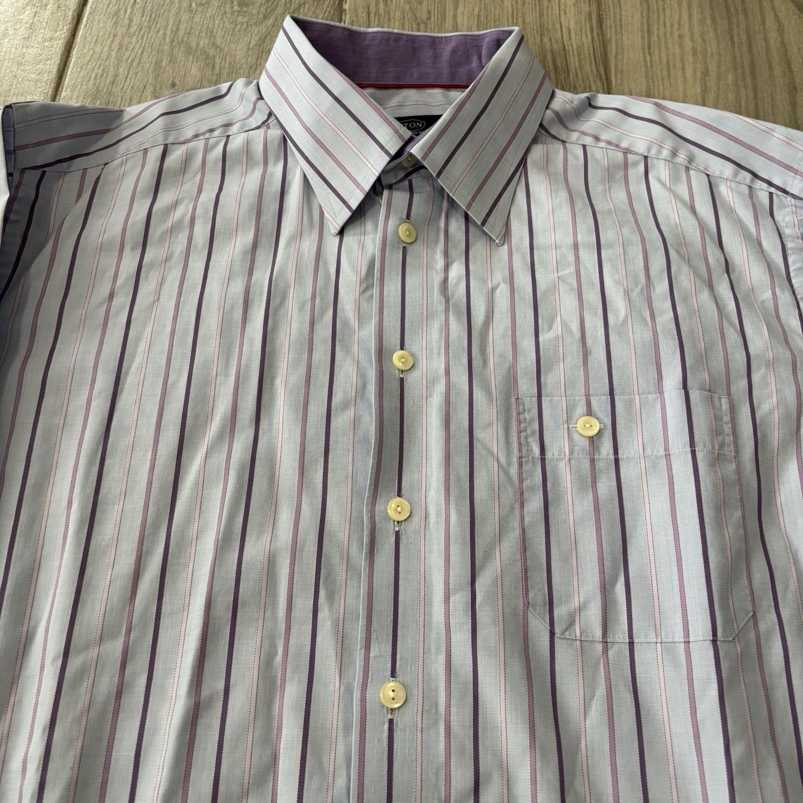 Eton ETON Ganghester Shirt Blue Purple Stripes Mens 17.5 x 44 Size US XL / EU 56 / 4 - 2 Thumbnail