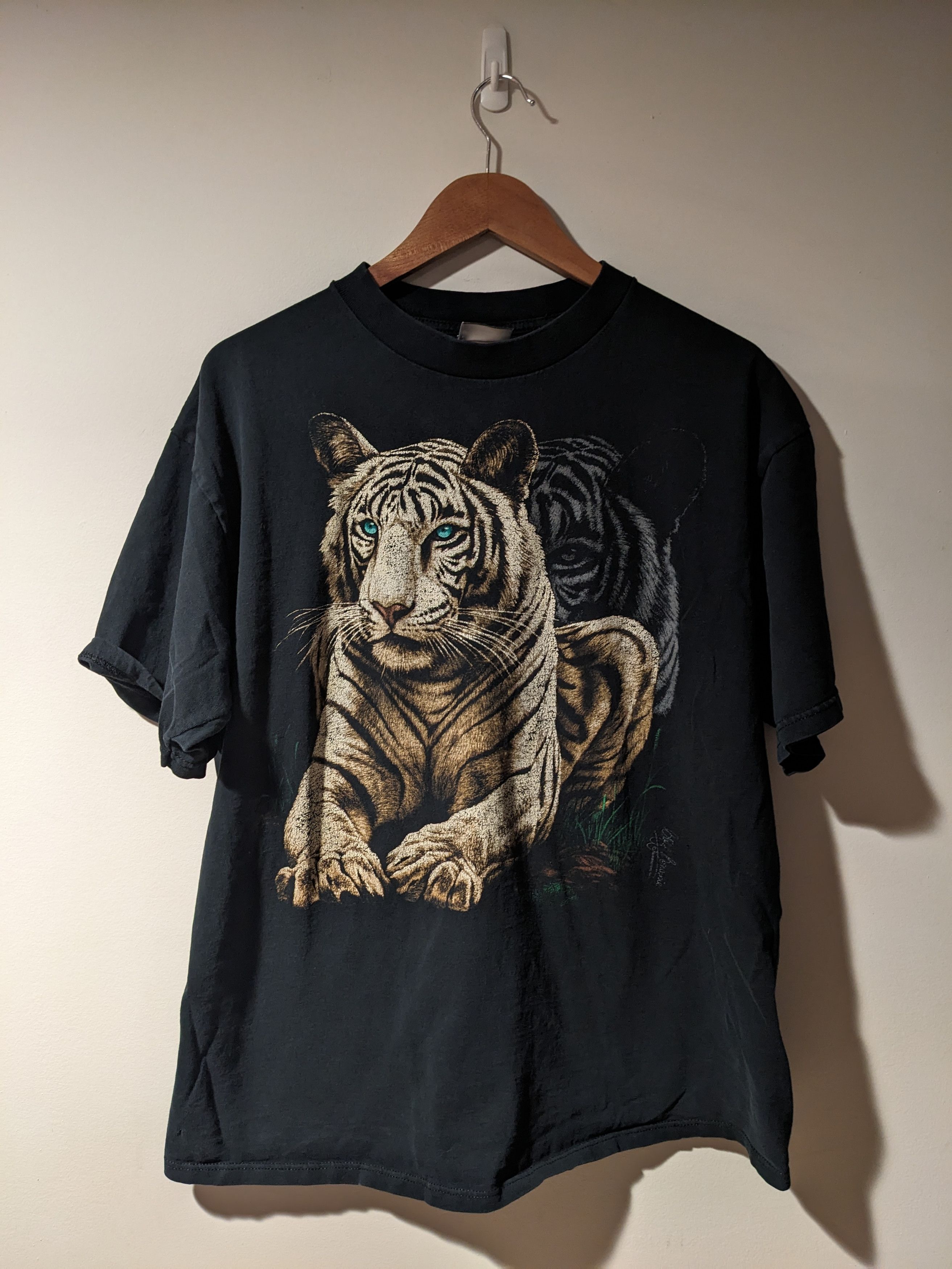 Vintage Vintage 90s White Tiger Wildlife Safari Winston T-Shirt Size US XL / EU 56 / 4 - 1 Thumbnail