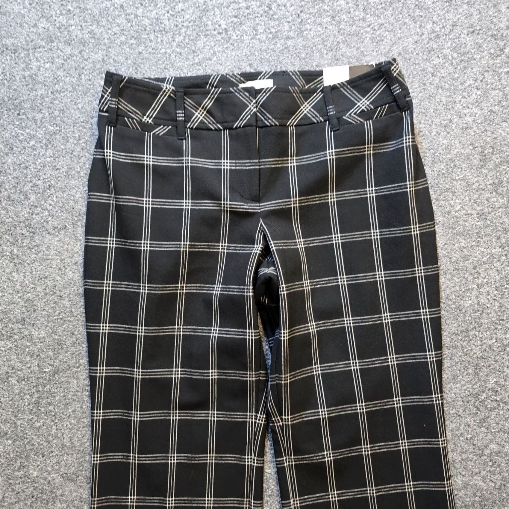 Loft LOFT Pants Women Size 8 Petite Black Windowpane Plaid Marisa Straight Leg Office Dress Pants Womens Regular 29 Inseam Flat Front Polyester Blend Size 30" / US 8 / IT 44 - 2 Thumbnail