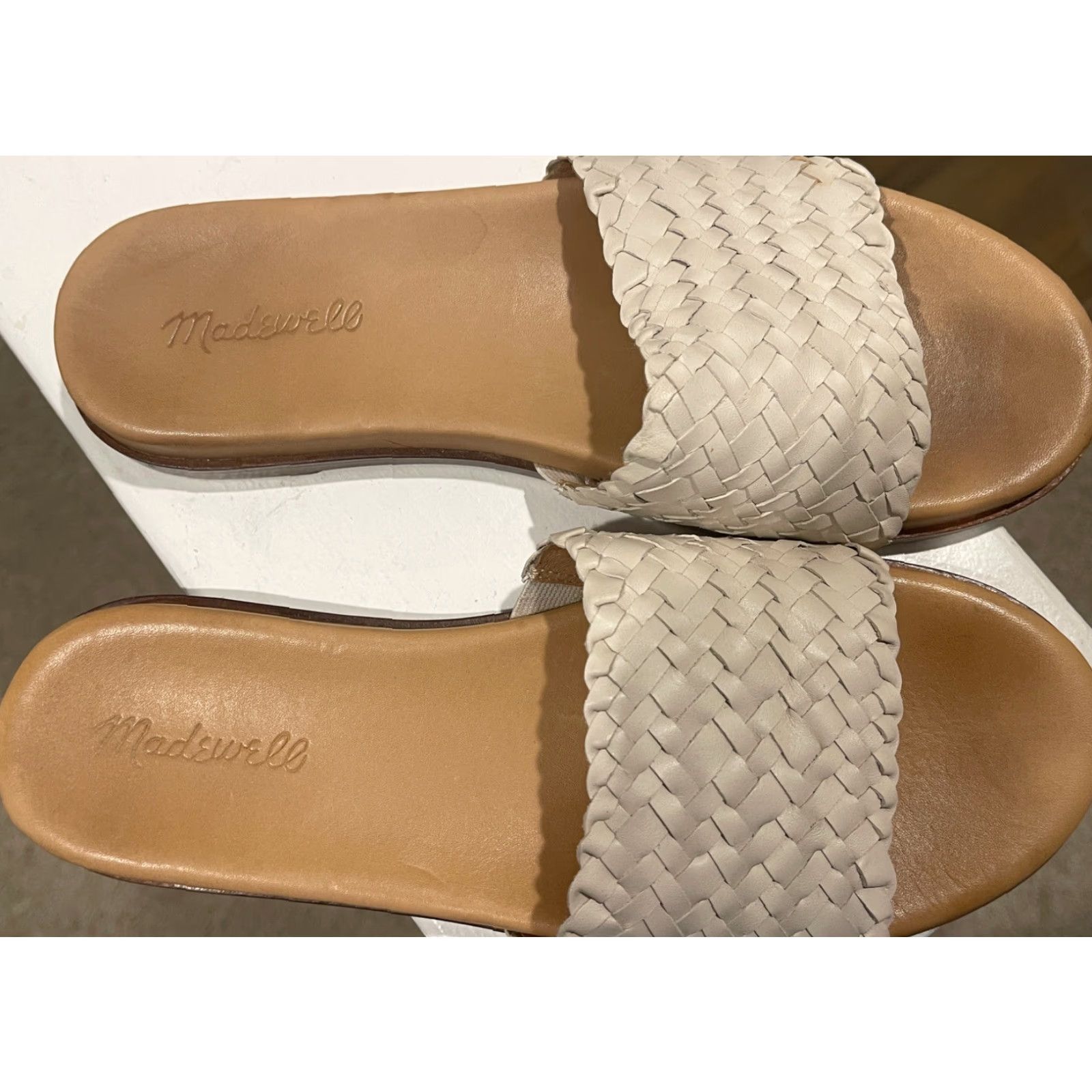 Madewell Madewell Womens Ne502 White Slides Size 8 - Slide, Leather, Flat, White, Women, Size 8 Size US 8 / IT 38 - 2 Thumbnail