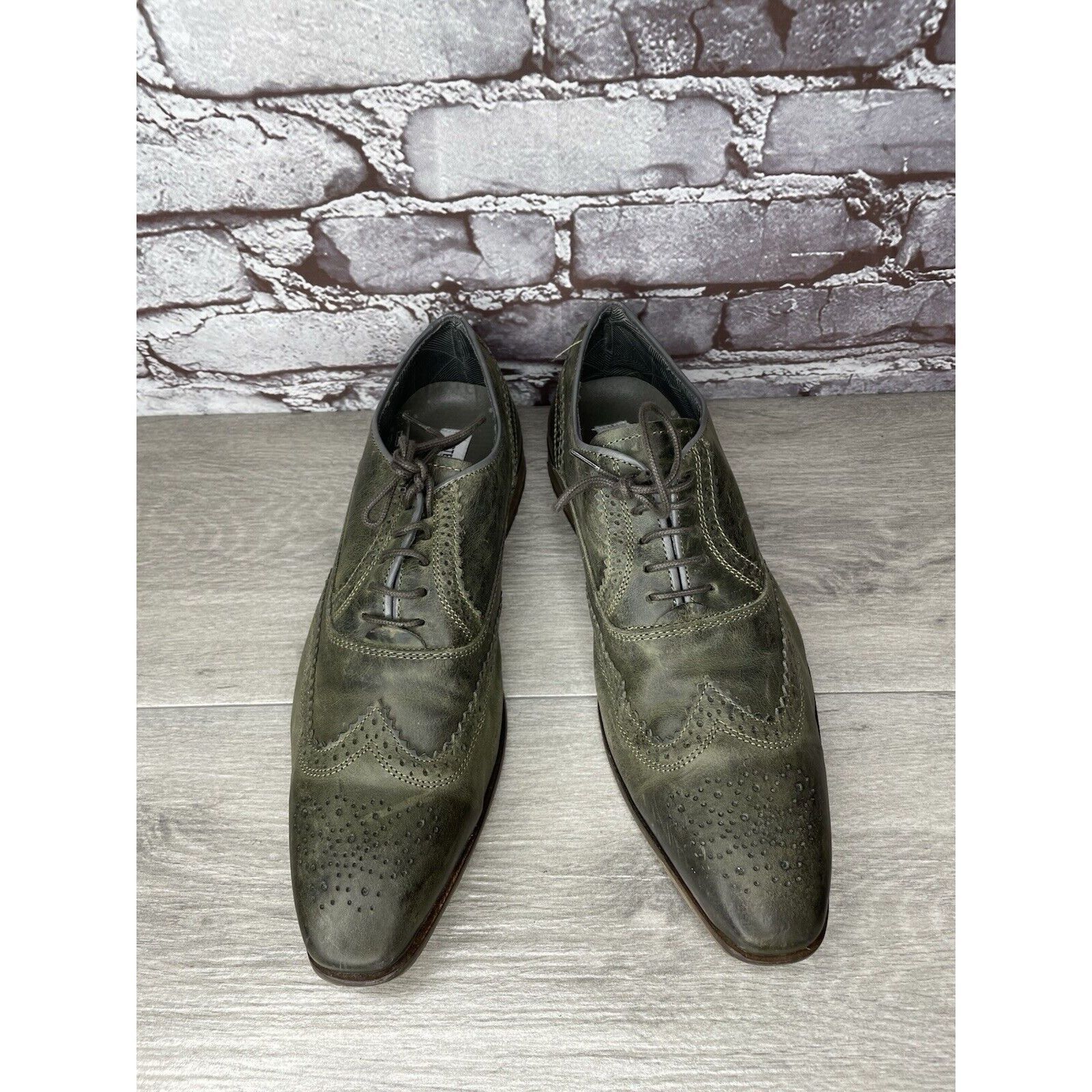 Steve Madden Steve Madden Iggy Green Leather Handcrafted Wingtip Oxfords Size US 10 / EU 43 - 17 Thumbnail