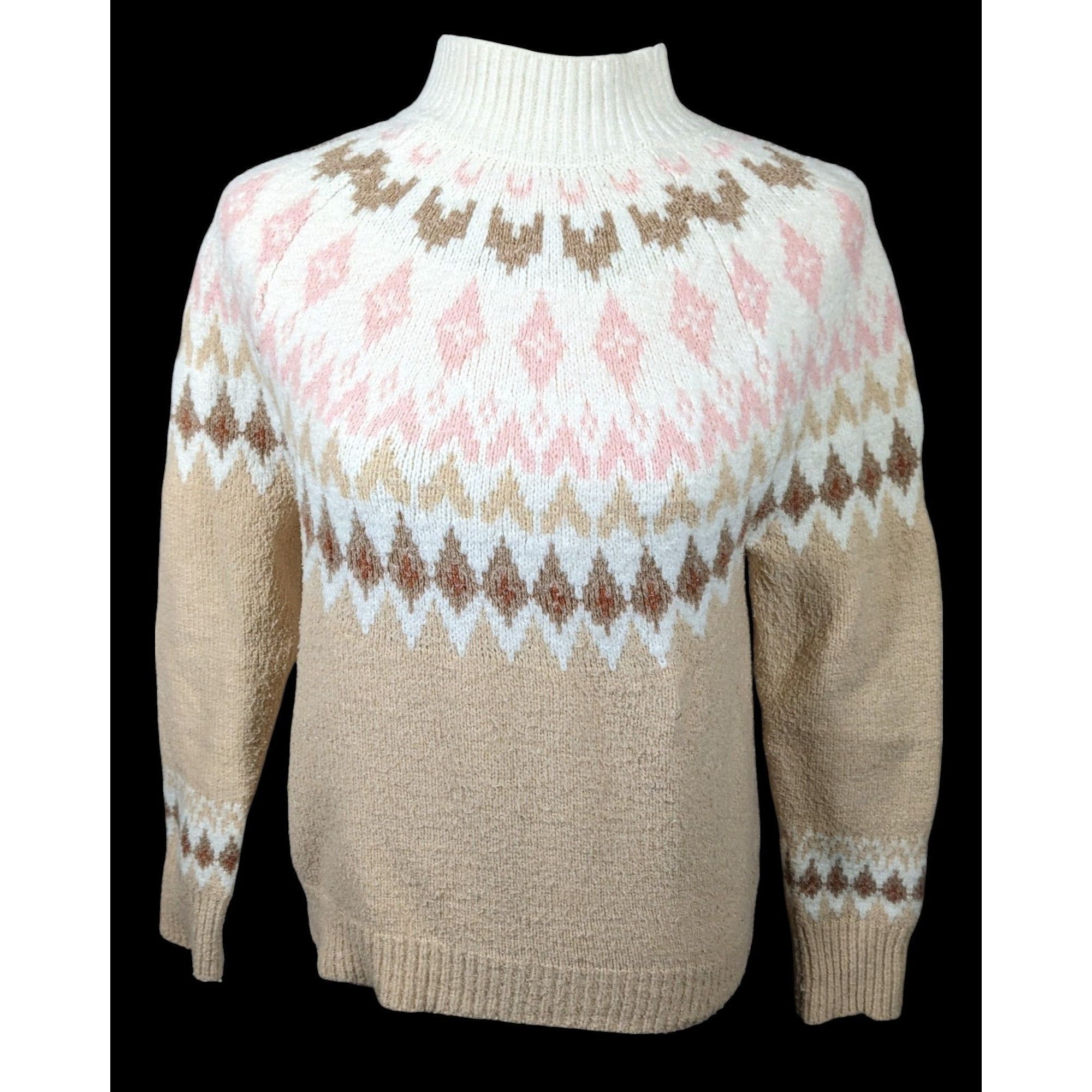 Rachel Zoe Rachel Zoe Retro White Pink And Tan Pullover Sweater Size XS Size XS / US 0-2 / IT 36-38 - 1 Thumbnail