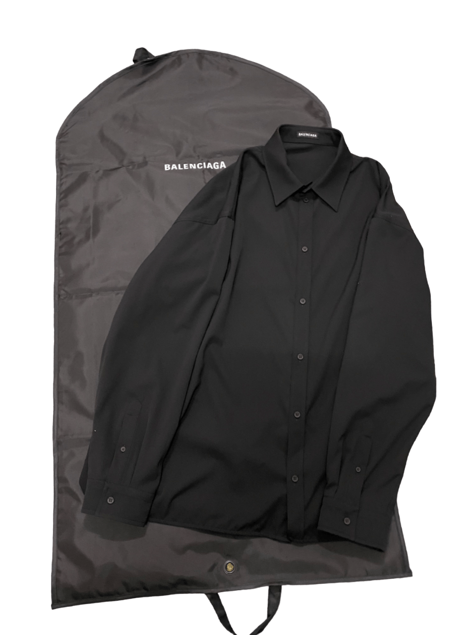image of Balenciaga NWT Fw21 Oversized Cocoon Wool Shirt in Black, Men's (Size Medium)