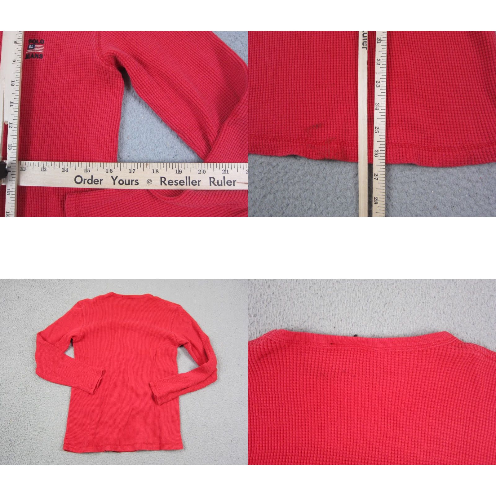 Polo Ralph Lauren VINTAGE Ralph Lauren Polo Jeans Thermal Shirt Mens S Red Knit 90s Polo Jeans Shirts Size US S / EU 44-46 / 1 - 8 Thumbnail