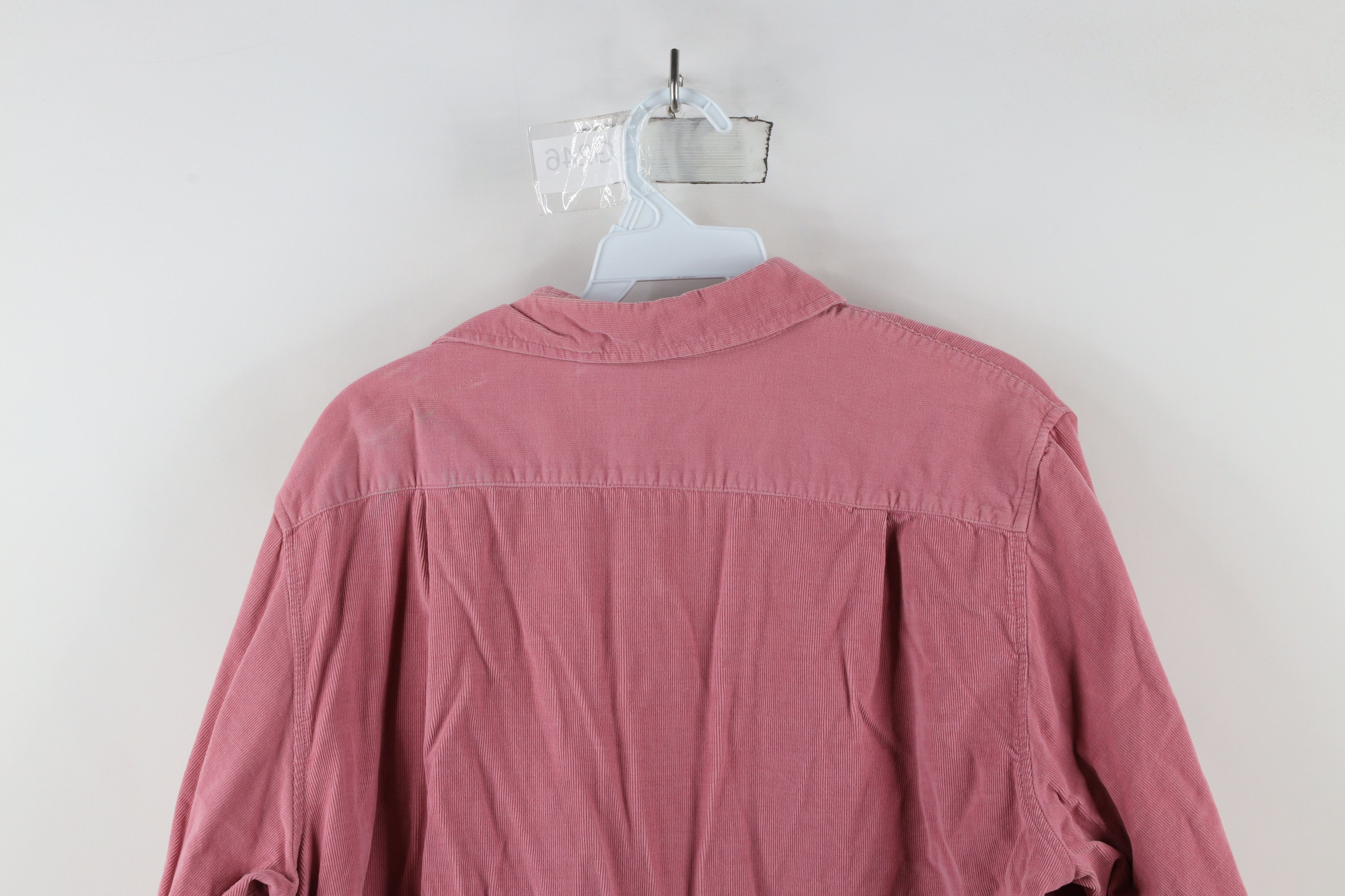 Vintage Vintage 90s Streetwear Corduroy Collared Button Shirt Pink Size XXL / US 16-18 / IT 52-54 - 9 Thumbnail
