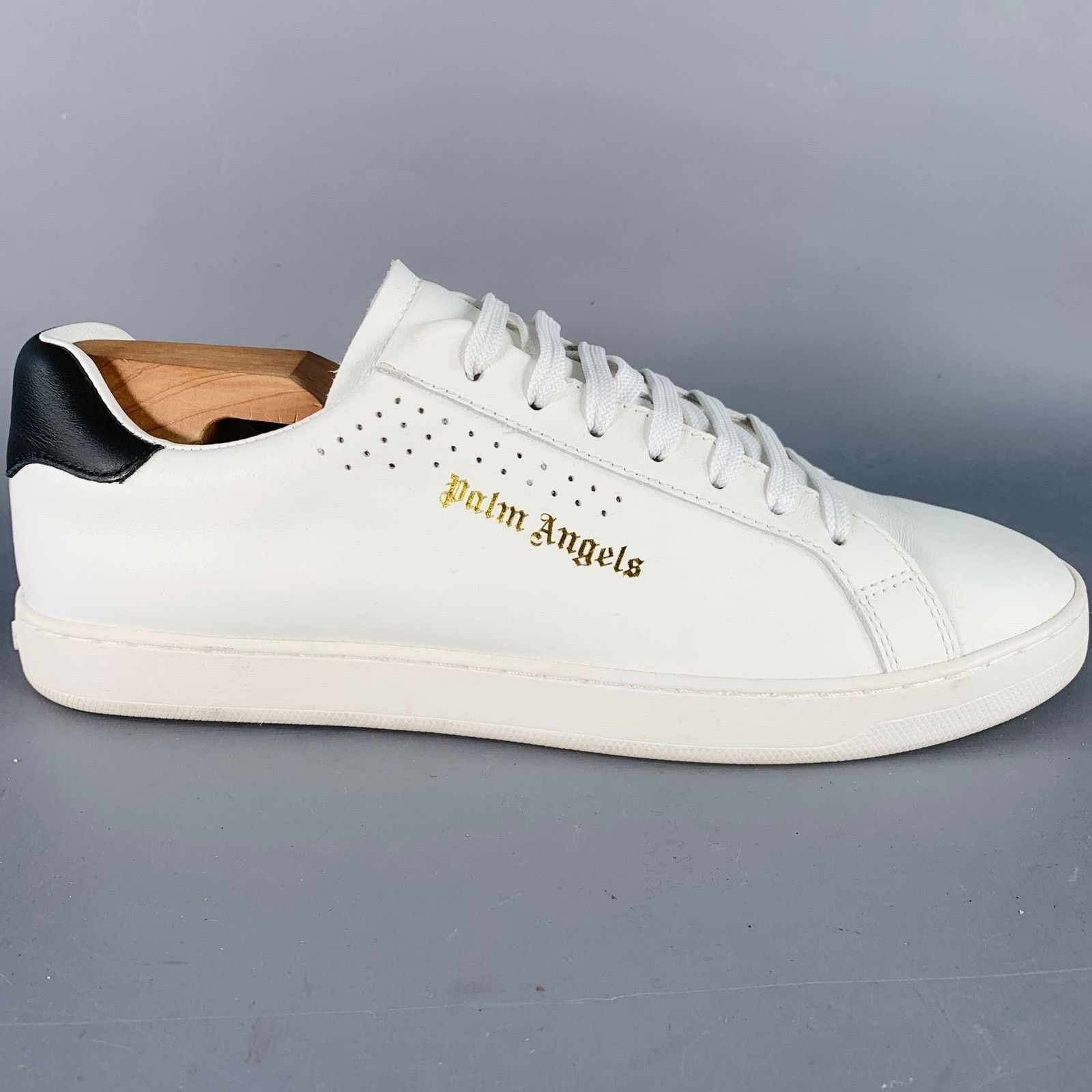 Palm Angels Size 9 White Black Leather Lace-Up Low Top Sneakers Size US 9 / EU 42 - 2 Thumbnail