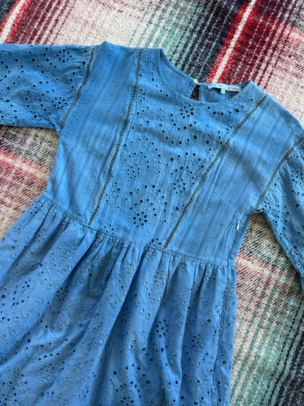English Factory Women's ENGLISH FACTORY Blue Over-dyed Eyelet Mini Dress S Size S / US 4 / IT 40 - 2 Thumbnail