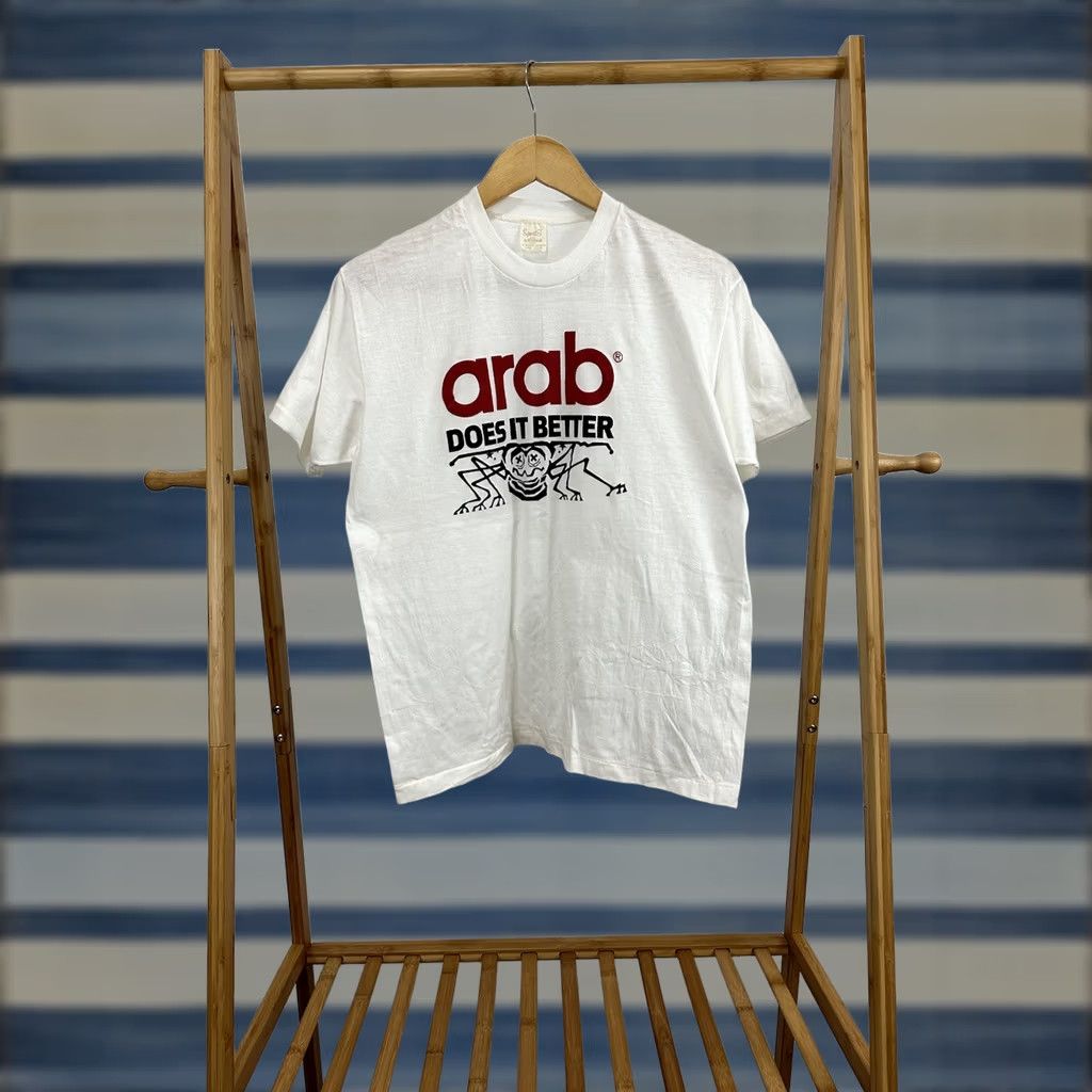 Vintage VINTAGE 80s Arab Does It Better Funny Novelty Pest Company Promo 50/50 T-Shirt L White Mens Size US L / EU 52-54 / 3 - 1 Thumbnail
