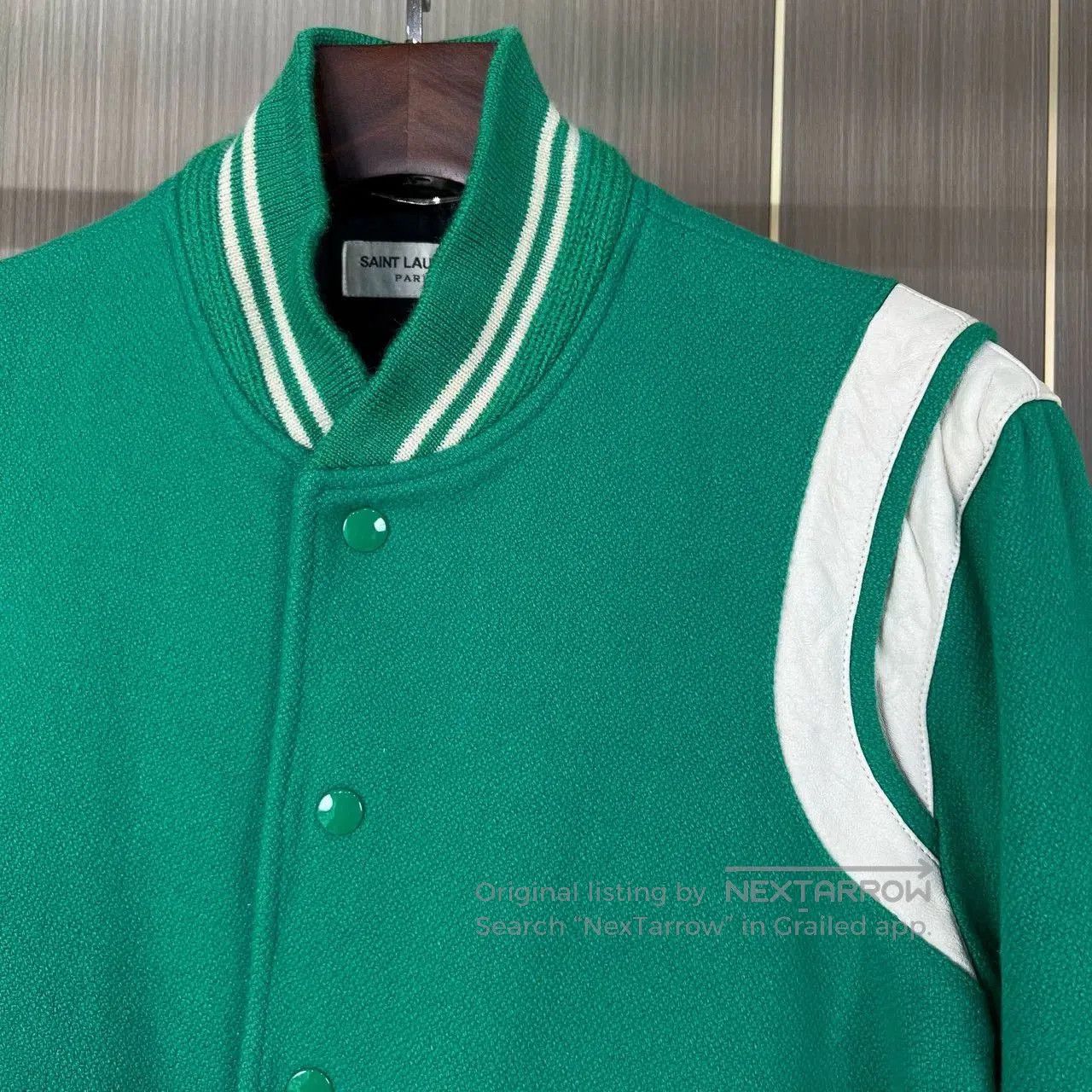 Saint Laurent Paris green wool baseball jacket by saint laurent. Size US M / EU 48-50 / 2 - 3 Thumbnail