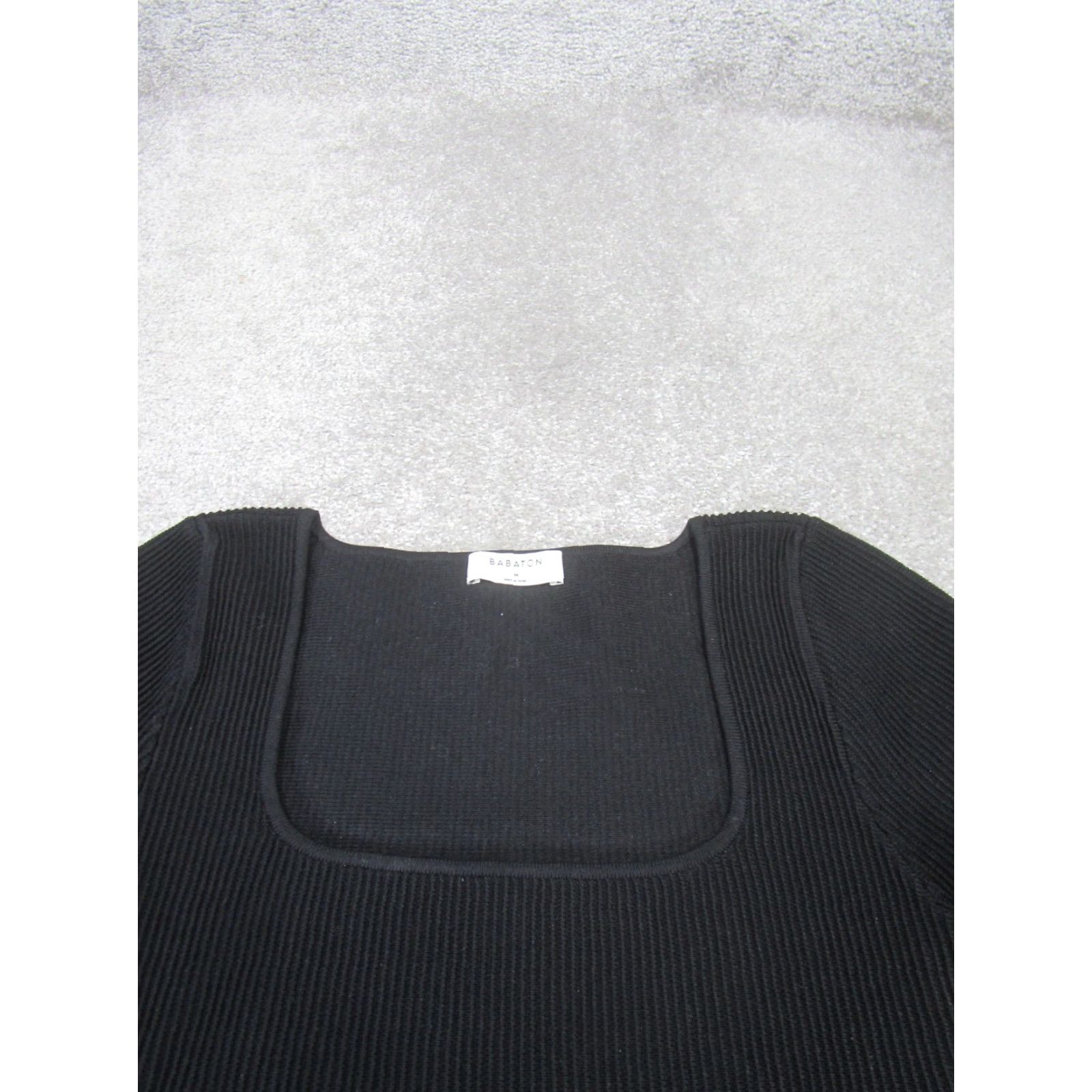 Vintage BABATON Shirt Womens M Black Ribbed Square Neck Short Sleeve Tee Size M / US 6-8 / IT 42-44 - 2 Thumbnail