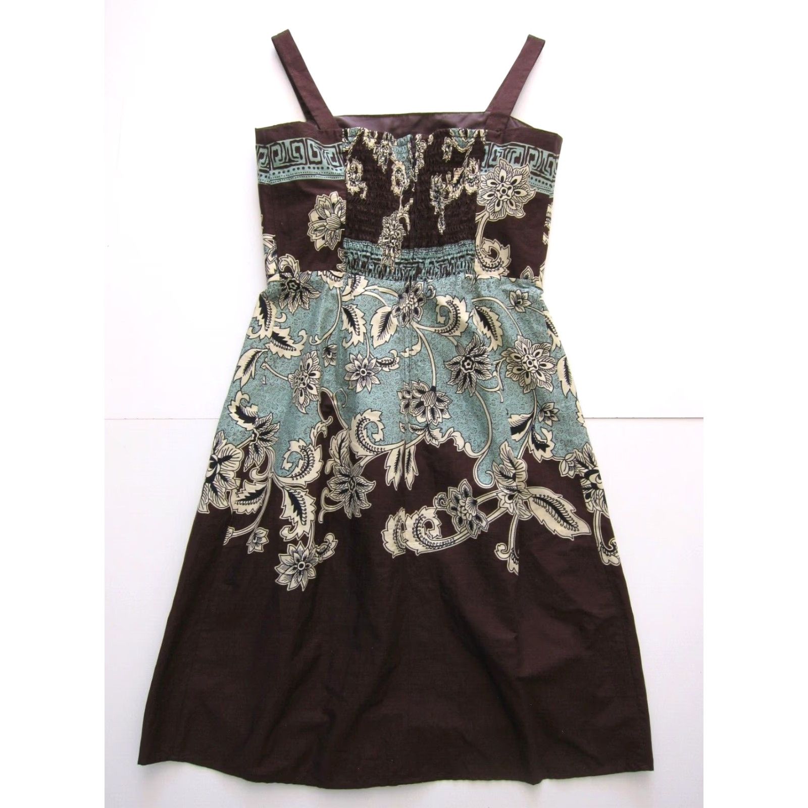 Madison Madison Leigh Brown Green Floral Hawaiian Empire Tank Sun Summer Dress Woman 8 Size M / US 6-8 / IT 42-44 - 2 Thumbnail