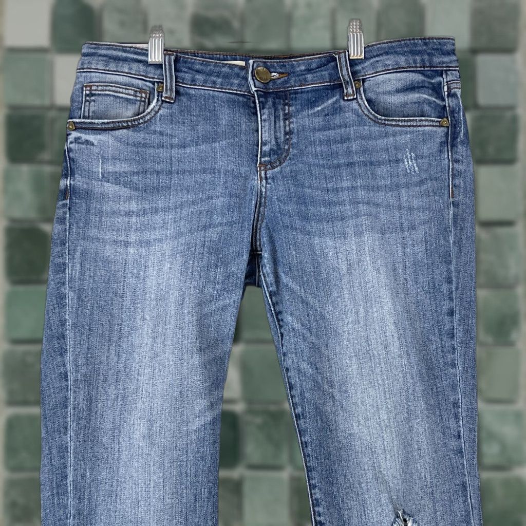 Vintage Kut from the Kloth Boyfriend Mid-Rise Jeans Womens Size 8P Blue Roll Cuff Crop Jeans Size 30" / US 8 / IT 44 - 1 Thumbnail