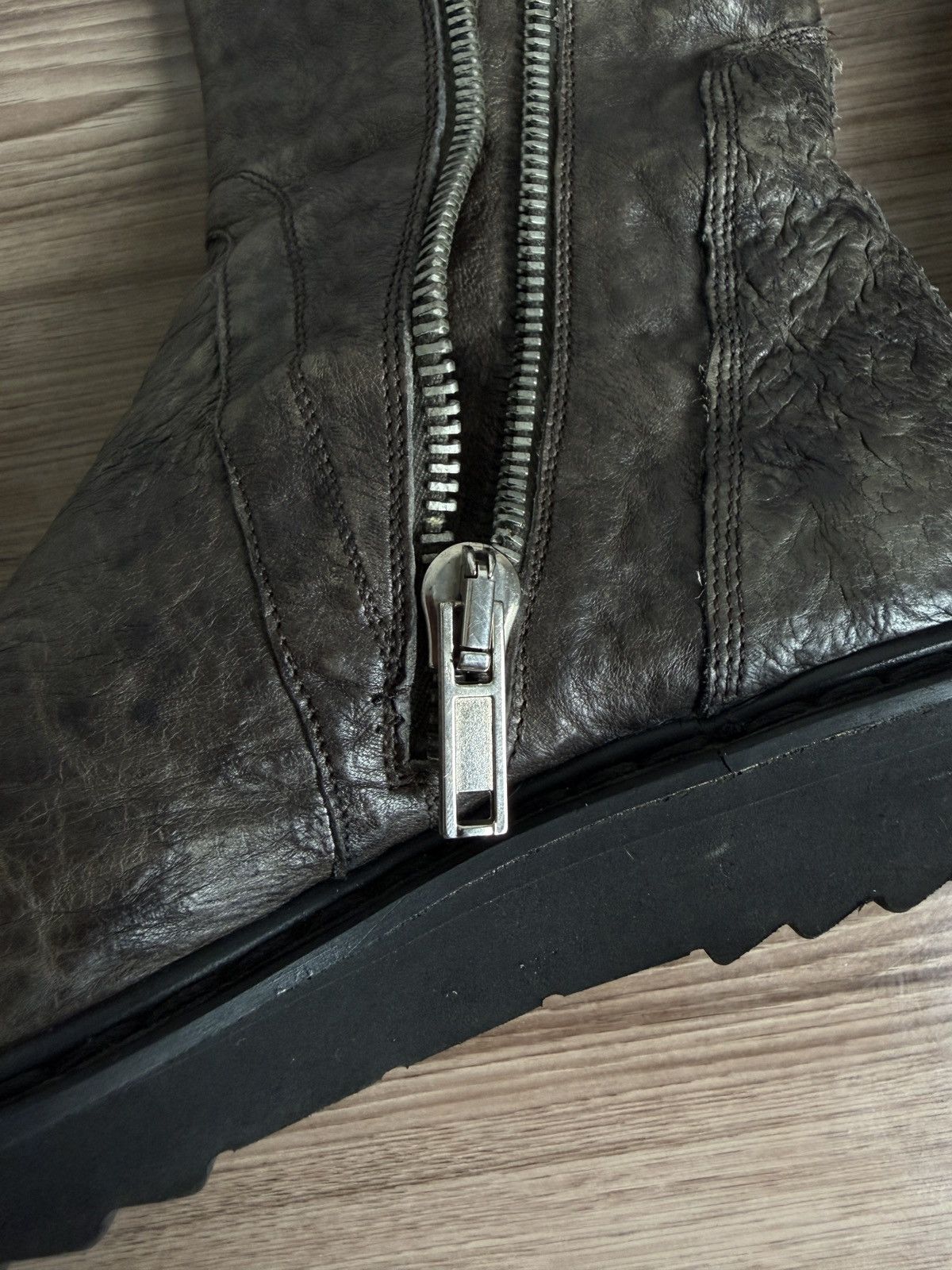 Rick Owens Dust AW12 crinkled leather creeper boot Size US 8.5 / EU 41-42 - 12 Thumbnail