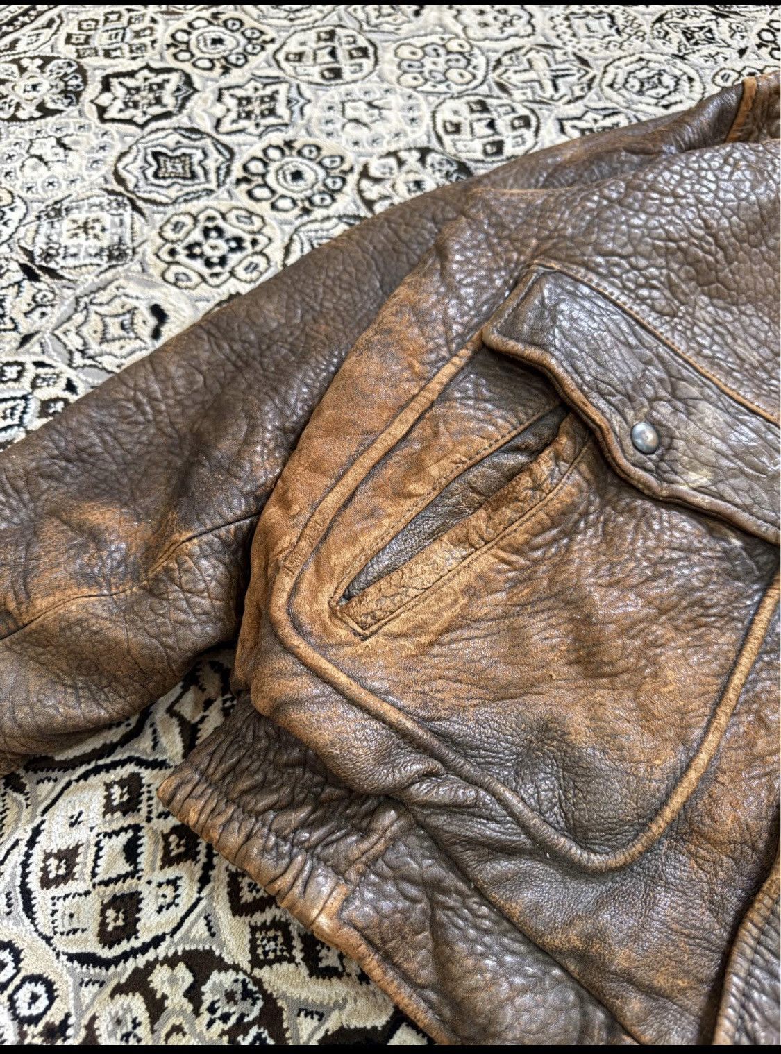 Beverly Hills Polo Club Rare 90 Polo Club Cowhide Leather Jacket Heavy NaturalPatina Size US XL / EU 56 / 4 - 4 Thumbnail