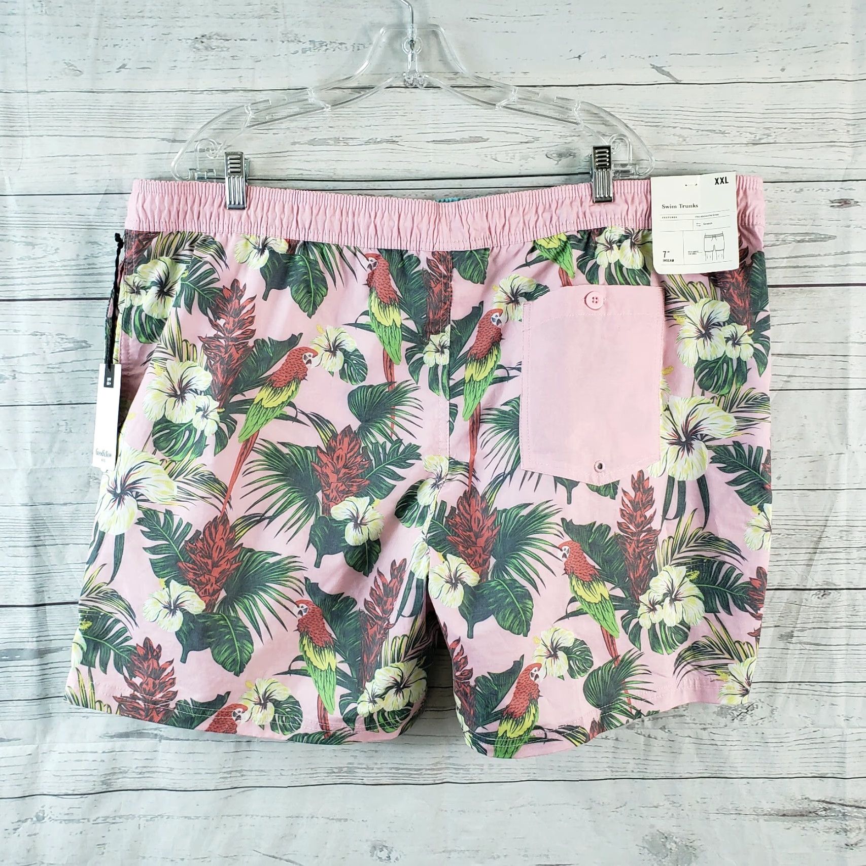 Vintage Goodfellow Swim Trunks Bottom Mens 2XL Floral Pink Green Parrots Size US 39 - 3 Thumbnail