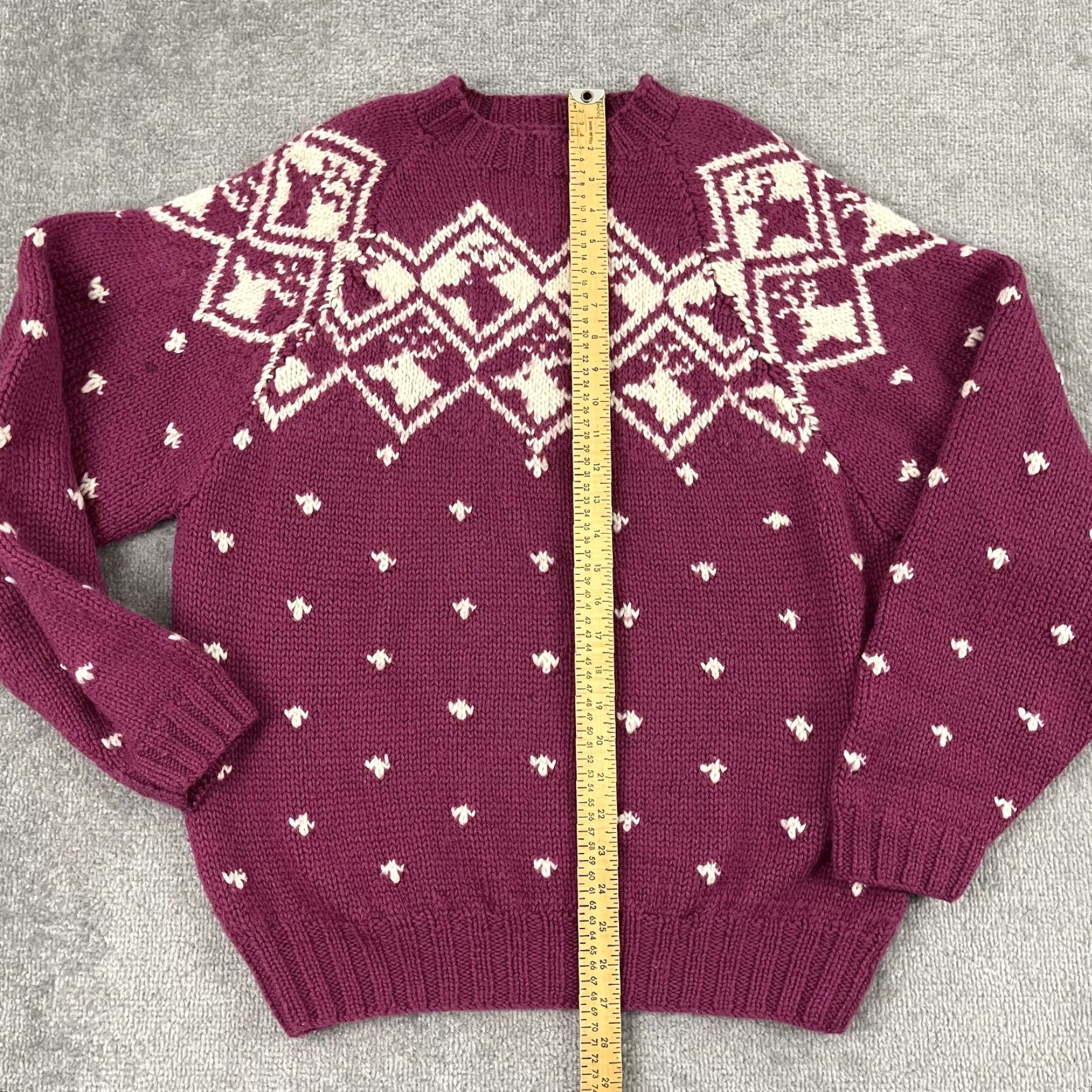 Pinko VTG Hemisphere Hand Made Sweater Adult Men Large Pink Wool Knit Reindeer Grandpa Size US L / EU 52-54 / 3 - 4 Thumbnail
