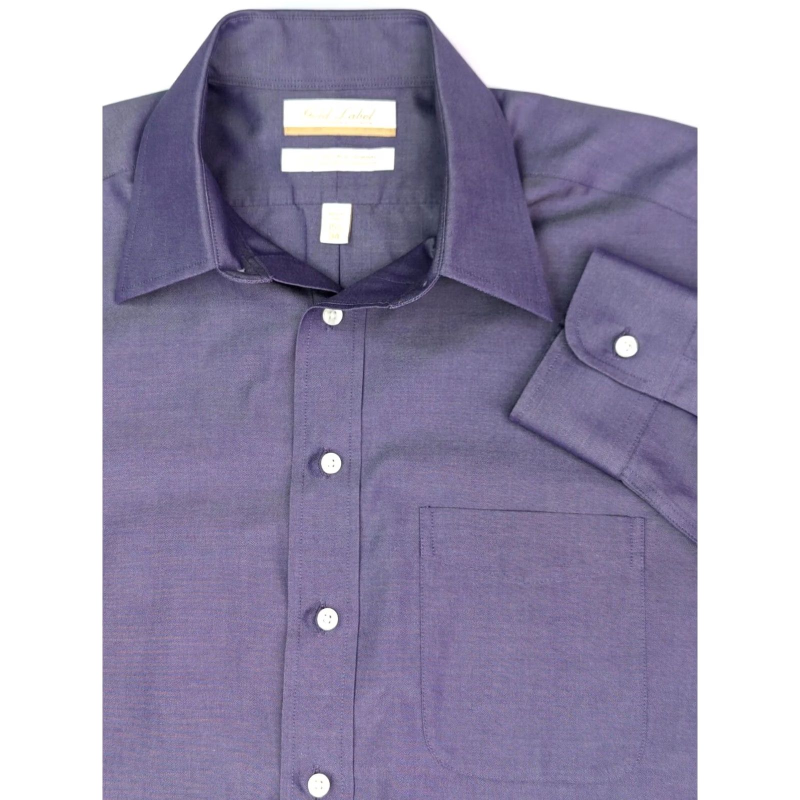 Roundtree & Yorke Roundtree & Yorke Gold Label Dress Shirt, Men 46 Chest, 15.5 Neck x 34 Long, Purple Knit, Button-Down Collar, Regular Fit Size 46R - 2 Thumbnail