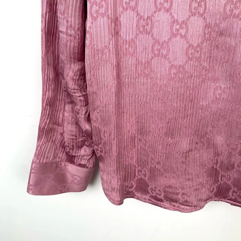 Gucci Gucci Double G full print lapel pink mulberry silk long-sle Size US M / EU 48-50 / 2 - 4 Thumbnail