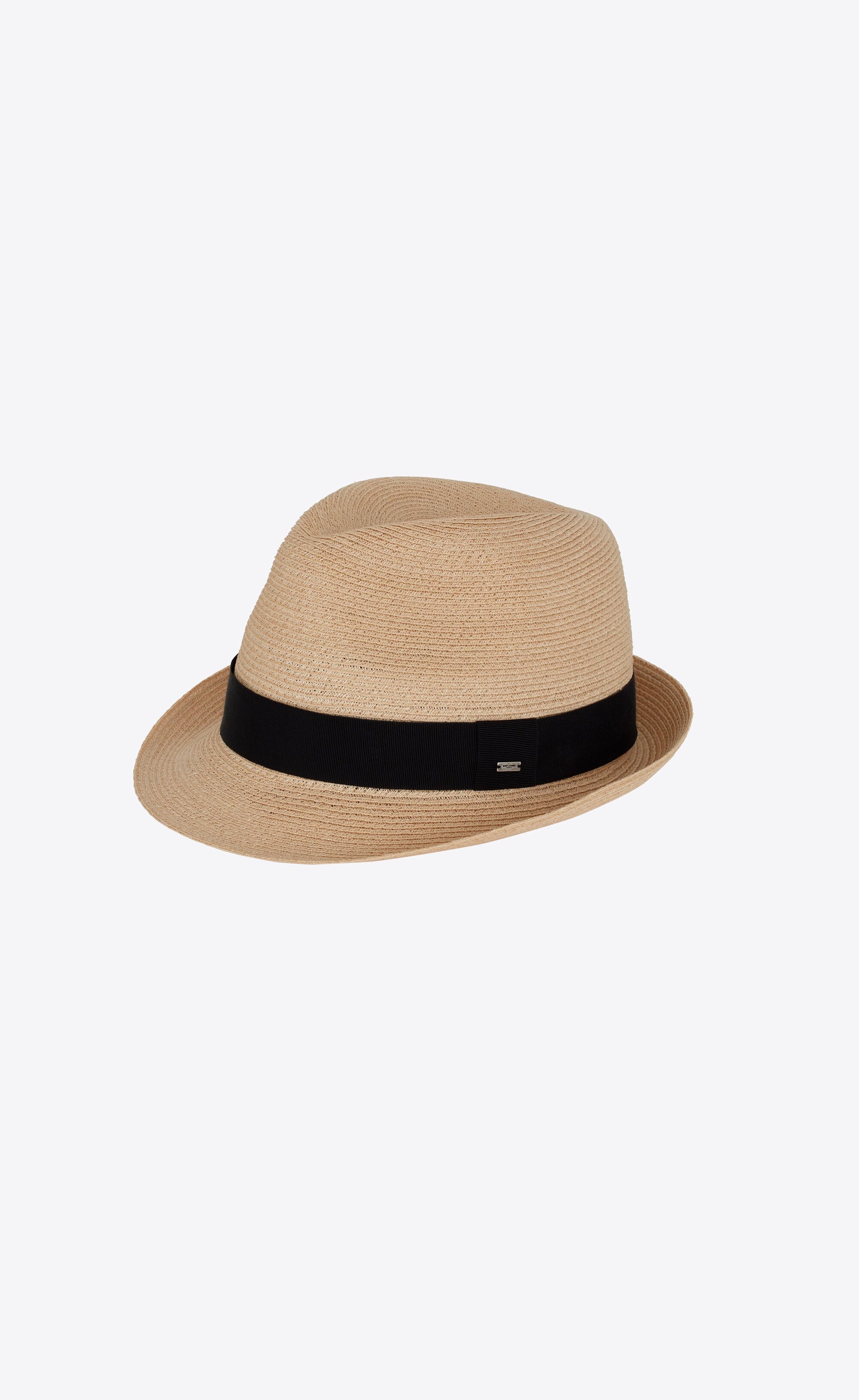 Saint Laurent Paris o1s1wg110125 Size: 58 / 733862 Trilby Hat Straw Black/Beige Size ONE SIZE - 1 Thumbnail