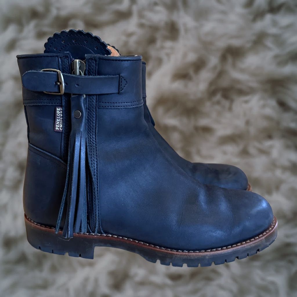 Vintage Penelope Chilvers Boots Womens Size 41.5 Black Suede Leather Tassel Zipper Casual Fall Winter 41.5 Mens? Size US 12 / IT 42 - 1 Thumbnail