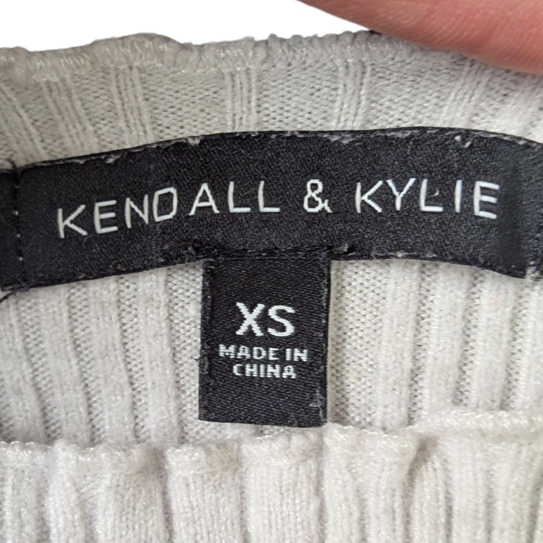 Kendall And Kylie Kendall & Kylie Cream Line-Textured Fitted and Cropped Tank Size XS / US 0-2 / IT 36-38 - 3 Thumbnail