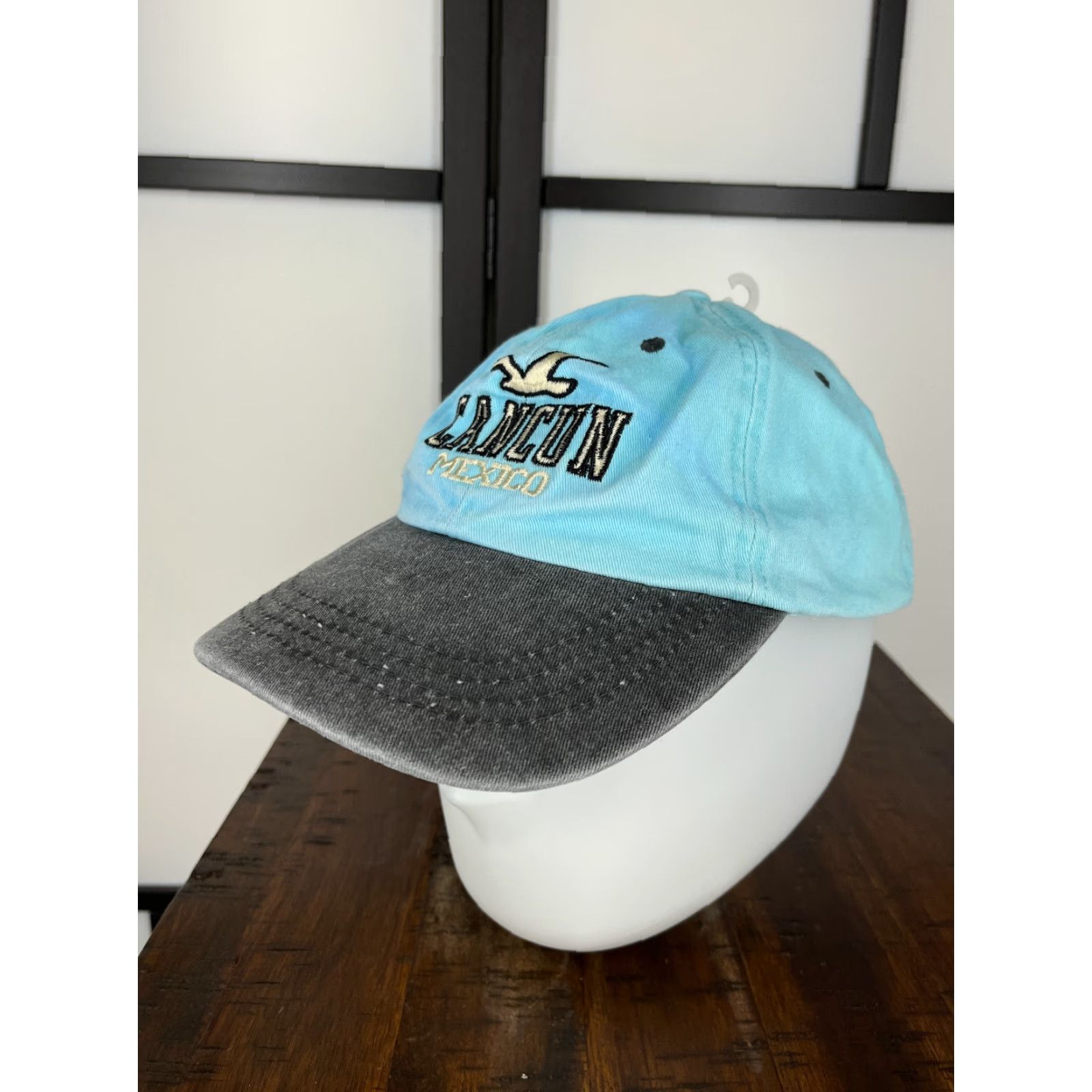 Vintage DKPS Hat Cap Strap Back Adult One Size Blue Embroidered 100% Cotton Unisex Adults Cancún Mexico Size ONE SIZE - 4 Thumbnail