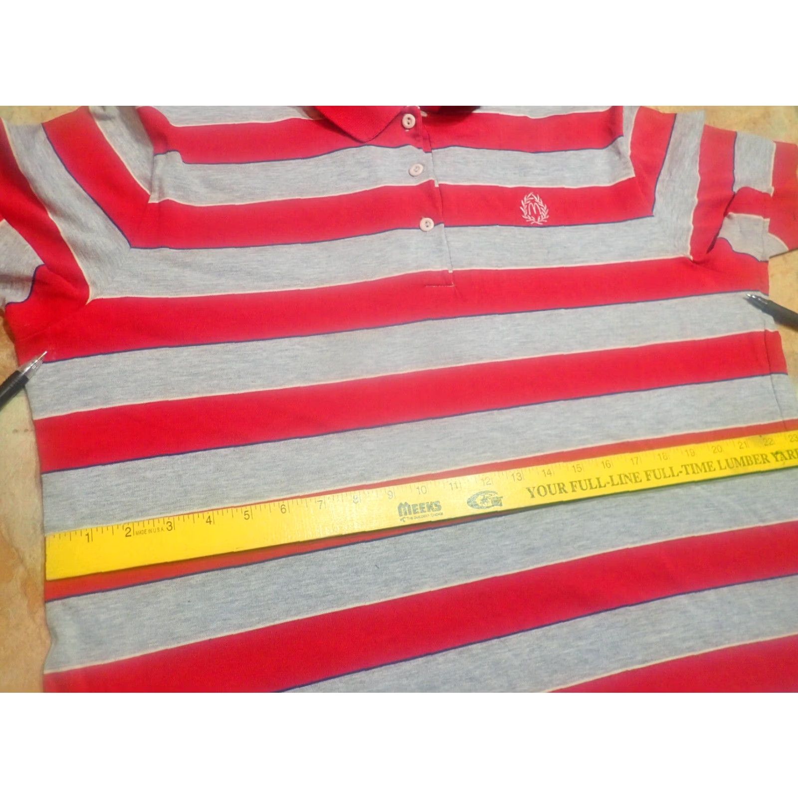 Vintage Vintage McDonald's Brand McDonald's Crew Uniform Employee Polo Striped Rugby Shirt Womens 2XL Red Gray XXL 80s Size XXL / US 16-18 / IT 52-54 - 7 Thumbnail