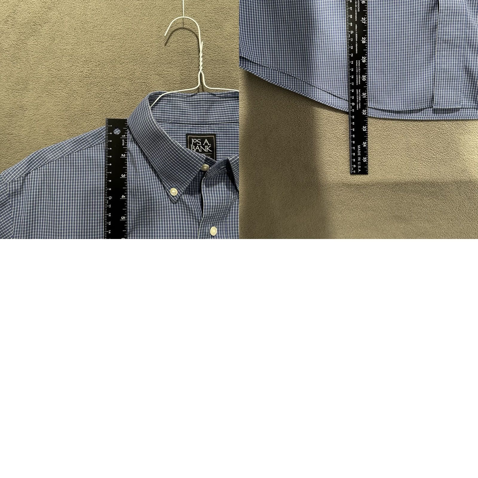 Jos. A. Bank Jos A Bank Traveler Shirt Men 15 1/2-35 Blue Graph Check Button Down Long Sleeve Size US L / EU 52-54 / 3 - 8 Thumbnail