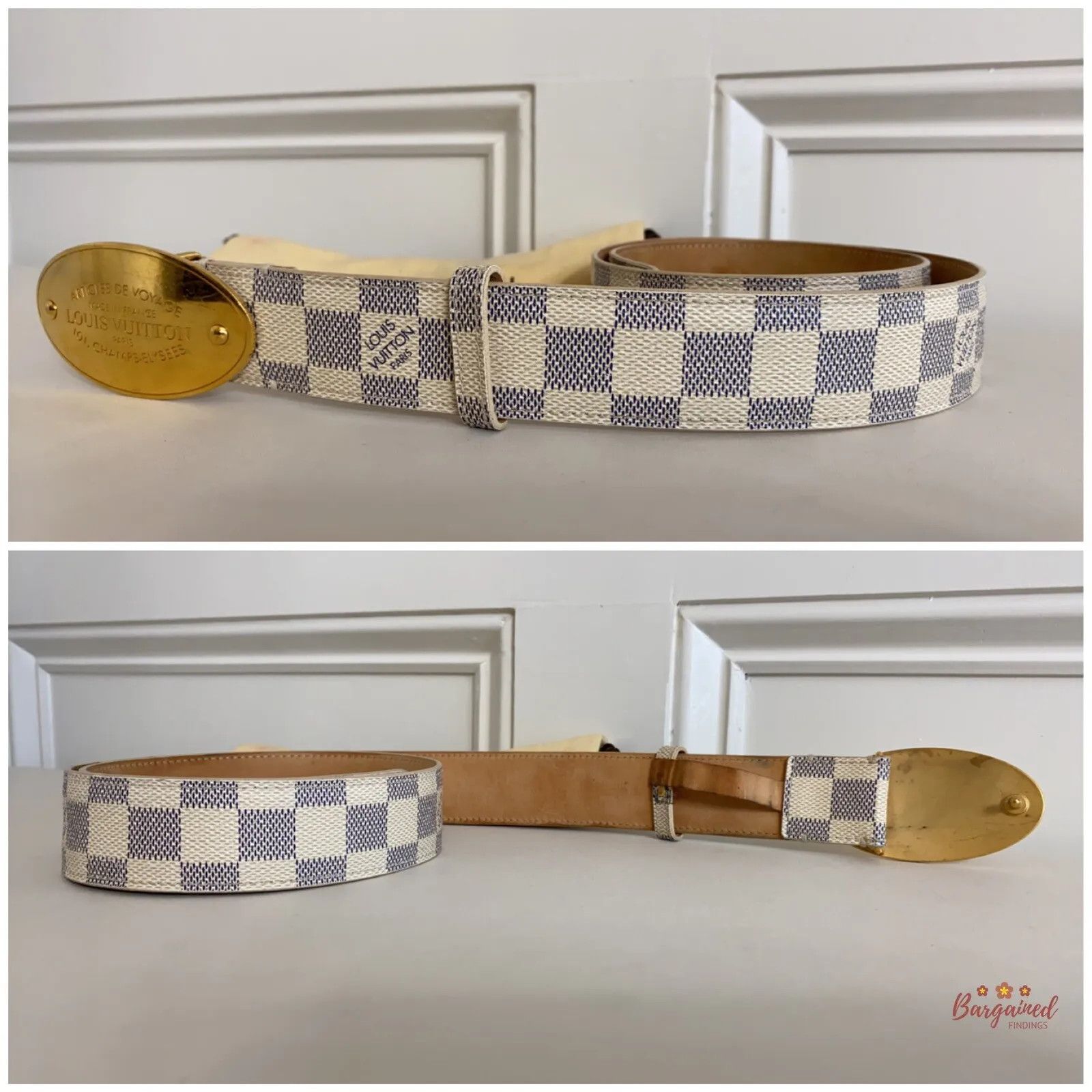 Louis Vuitton Louis Vuitton Damier Azur Canvas Leather Voyage Belt Size 28 - 8 Thumbnail