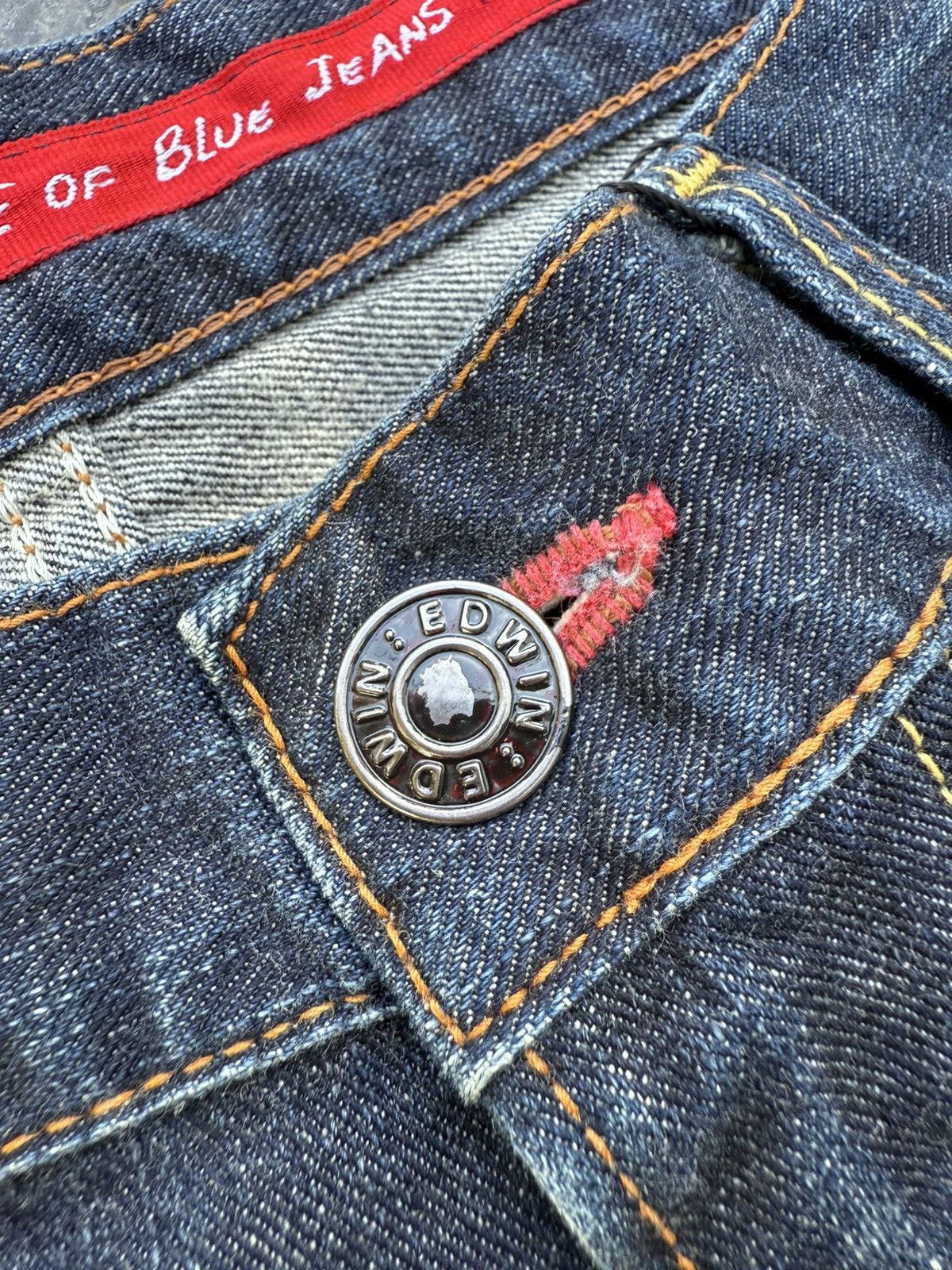 Edwin × Vintage 90’s EDWIN 503 JAPANESE BRAND POCKET LOGORETRO SALVEGE DENIM Size US 32 / EU 48 - 13 Thumbnail