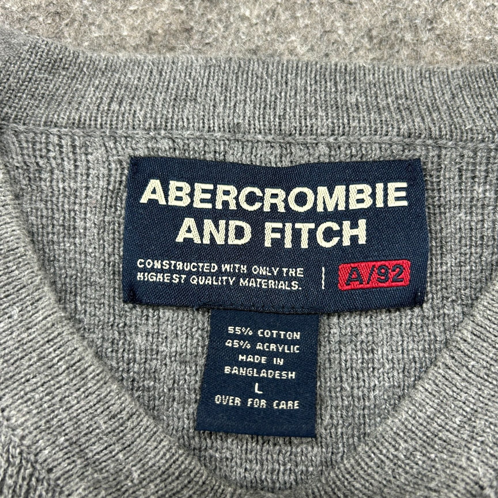 Abercrombie & Fitch VINTAGE Abercrombie & Fitch Sweater Mens L Gray Cotton Wool V-Neck Ribbed 90s Size US L / EU 52-54 / 3 - 5 Thumbnail