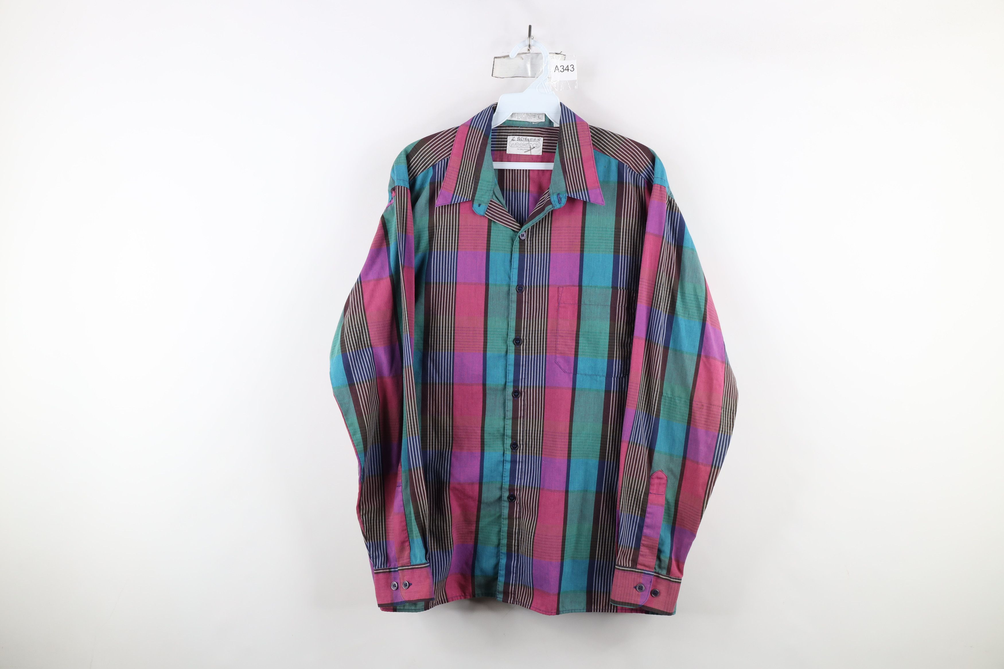 Vintage Vintage 70s 80s Streetwear Madras Collared Button Shirt Size US L / EU 52-54 / 3 - 1 Thumbnail