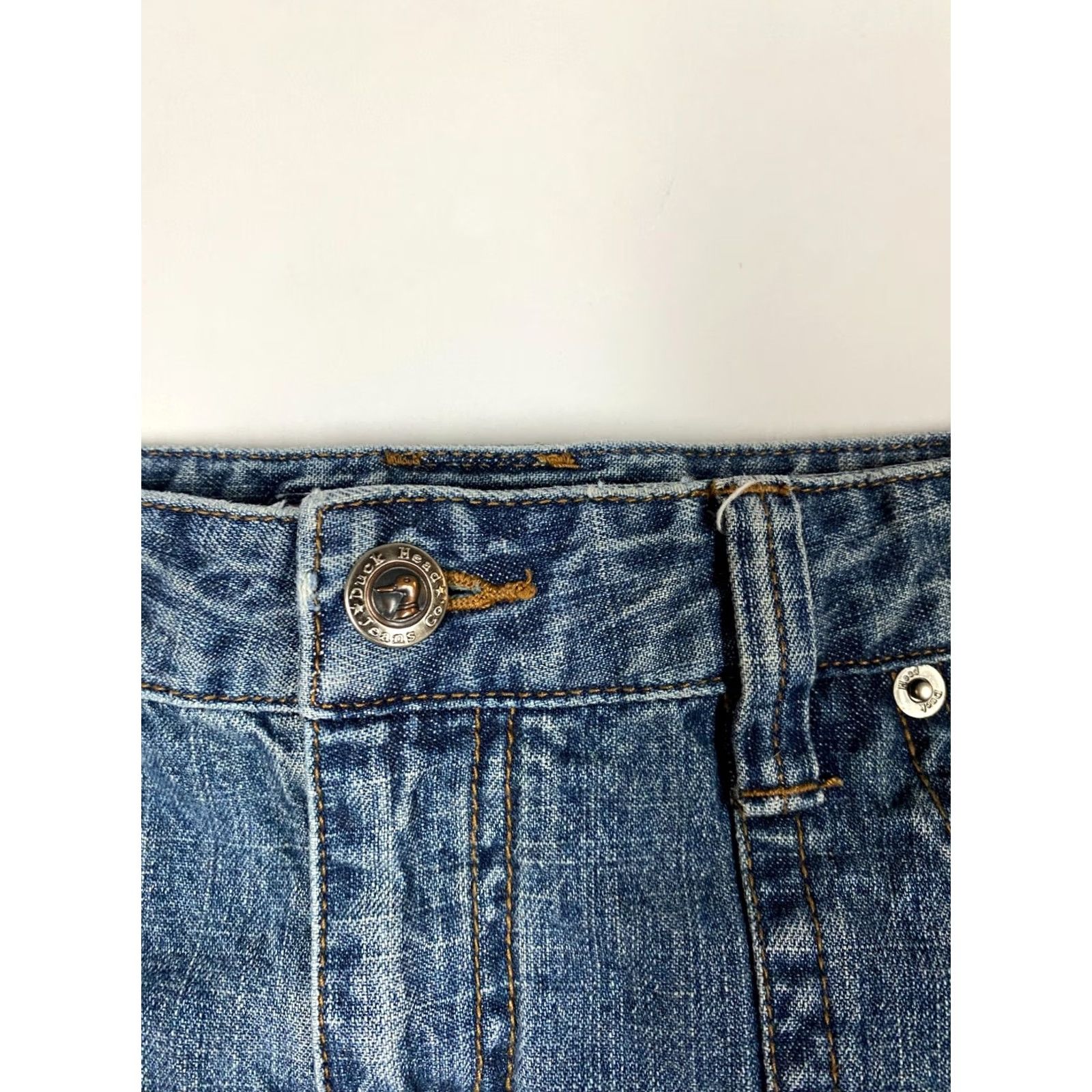 Vintage Duck Head Womens Skirt Denim Knee Length A-Line Zip Blue 3 Regular Lined Ruffle Zipper Casual Vintage No Size 26" / US 2 / IT 38 - 5 Thumbnail