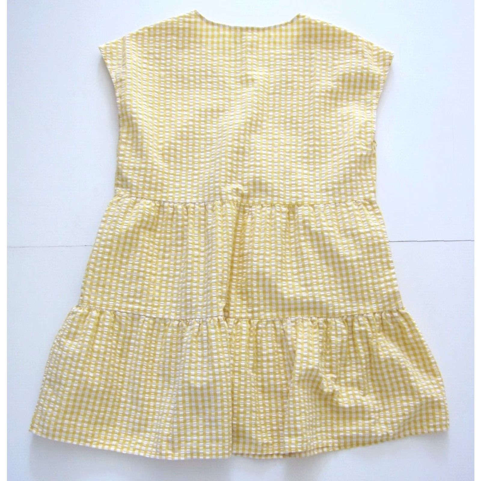 Vintage VINTAGE Time And True Cotton Stretch Yellow White Plaid Pocket V-Neck Tunic Dress 12-14 Size XL / US 12-14 / IT 48-50 - 2 Thumbnail