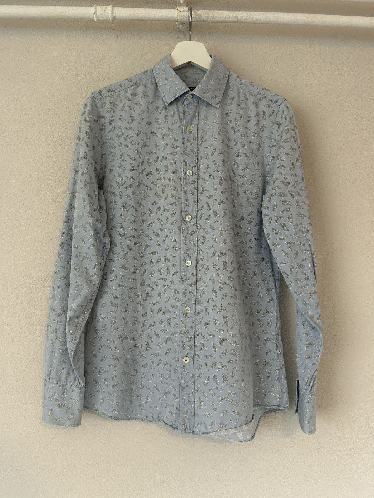 Gucci Gucci Light Blue Bee Embroidered Shirt - Size 38 Size US S / EU 44-46 / 1 - 1 Thumbnail