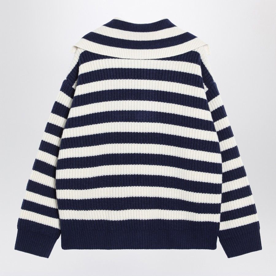 Bottega Veneta o1d2blof0126 Striped Wool-blend Sweater in White/Blue Size US M / EU 48-50 / 2 - 2 Thumbnail