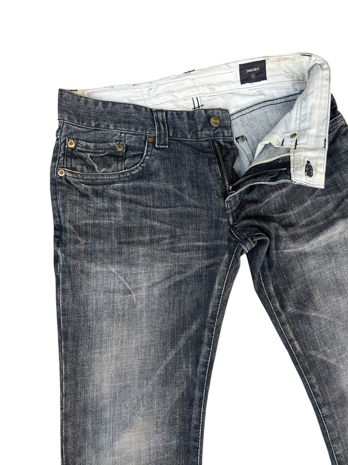 Shellac Jama Rico Japan Faded Distressed Ankle Zipper Denim Jeans Size US 29 - 8 Thumbnail