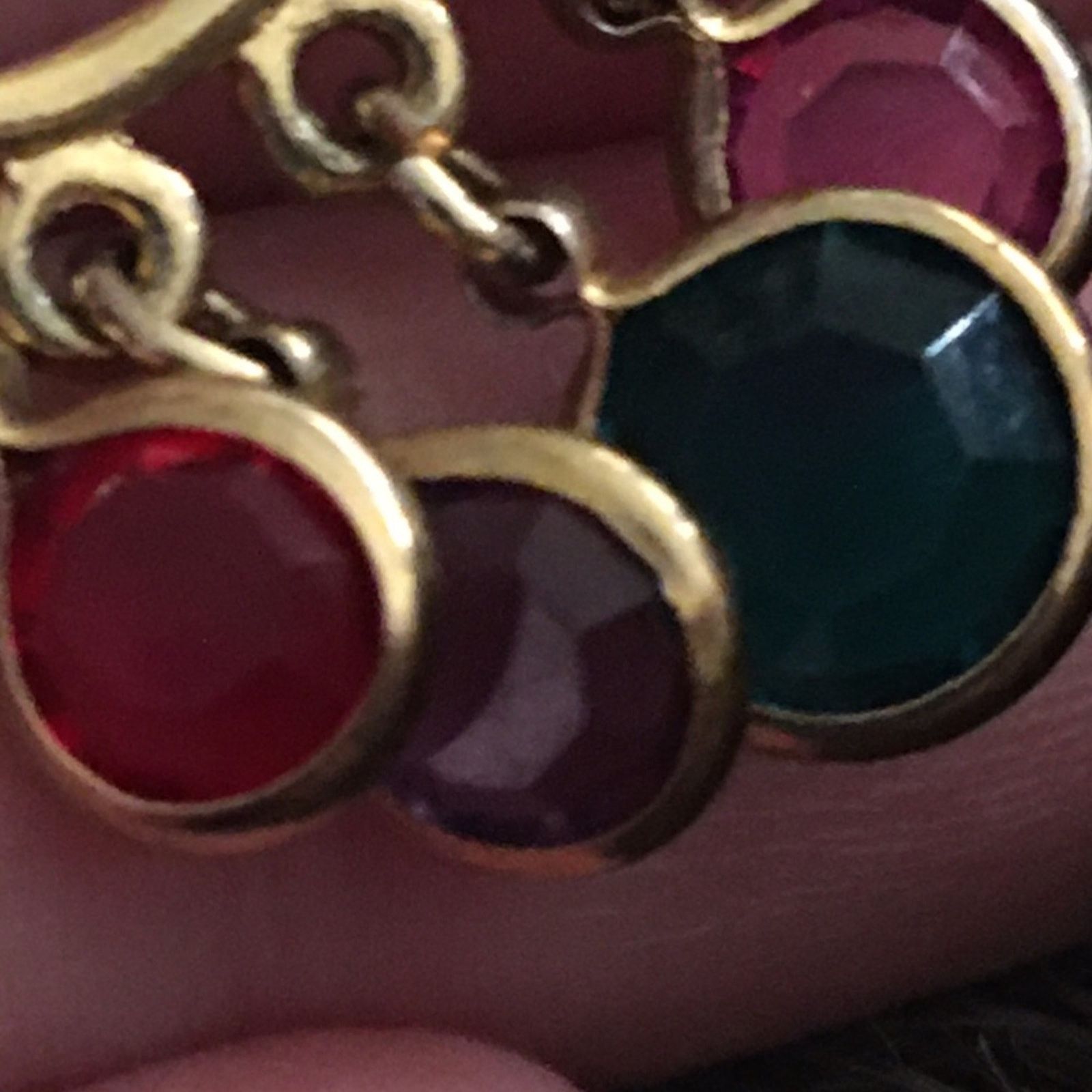 Vintage Vintage jewel tone dangle crystal screw backs Size ONE SIZE - 4 Thumbnail