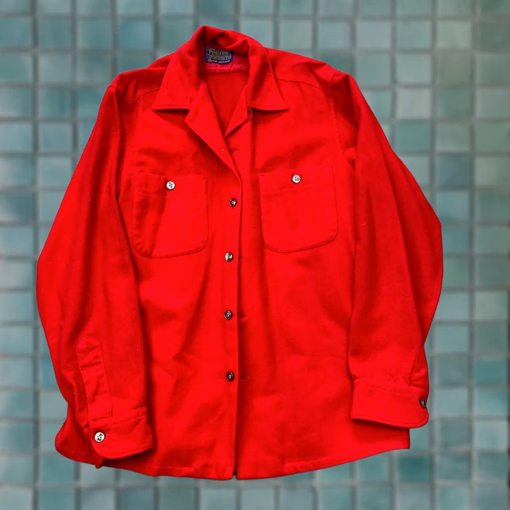 Pendleton VINTAGE Pendleton Shirt Mens Medium Red Wool Flannel Long Sleeve Button-Up 70s 80s Board Shirt Mens, Regular Fit, 42 in Chest, USA, Western, Pockets Size US M / EU 48-50 / 2 - 1 Thumbnail