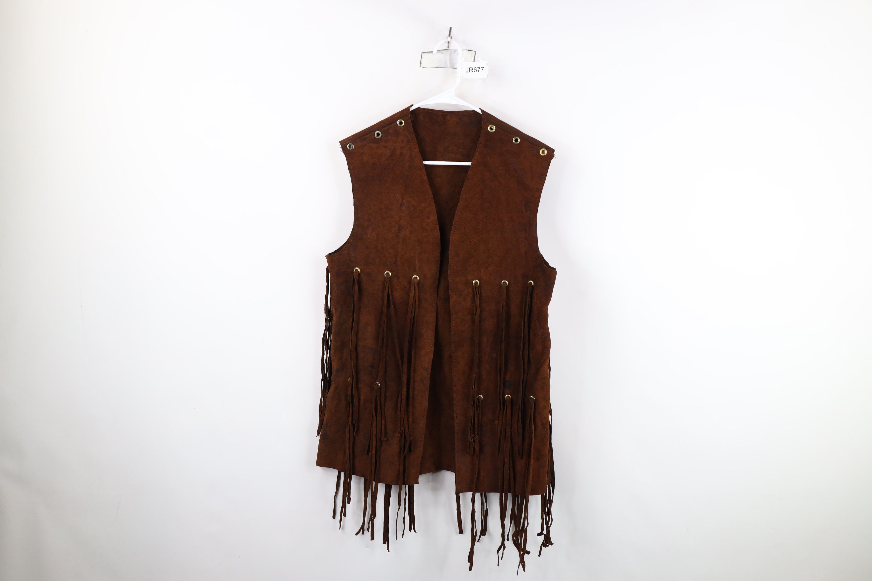 Vintage Vintage 60s 70s Boho Chic Fringed Suede Leather Vest USA Size L / US 10 / IT 46 - 1 Thumbnail
