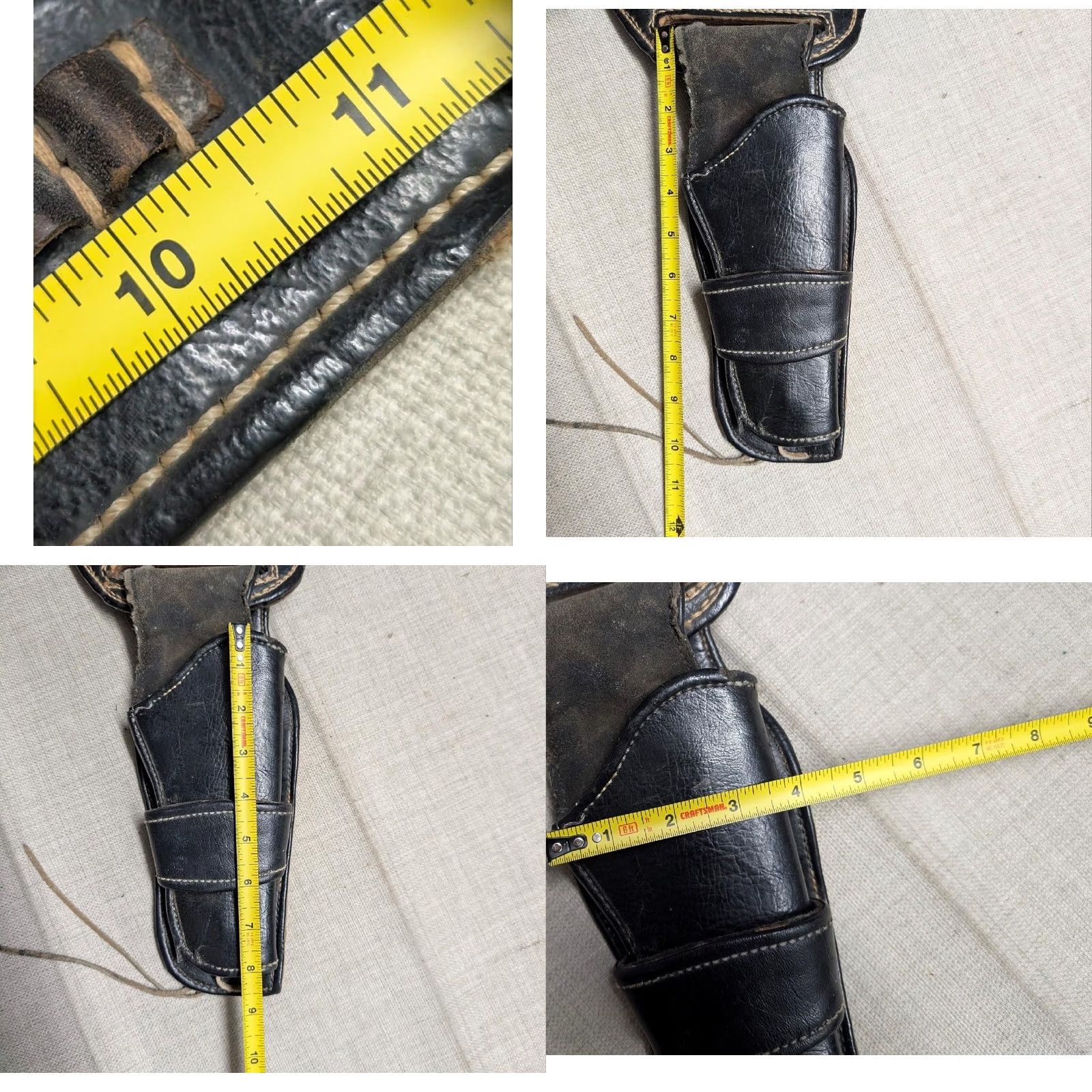 Vintage VINTAGE black leather vinyl GUN HOLSTER PISTOL AMMO cartridge 36 Men Size 36 - 10 Thumbnail