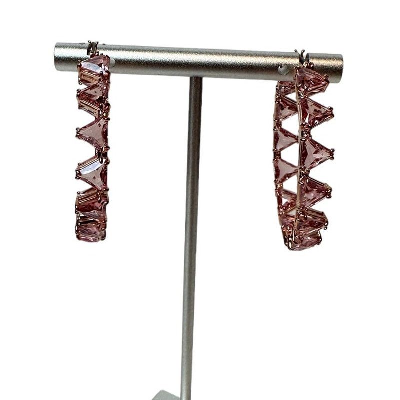 Swarovski Swarovski Ortyx hoop earrings Triangle cut, Pink Size ONE SIZE - 6 Thumbnail