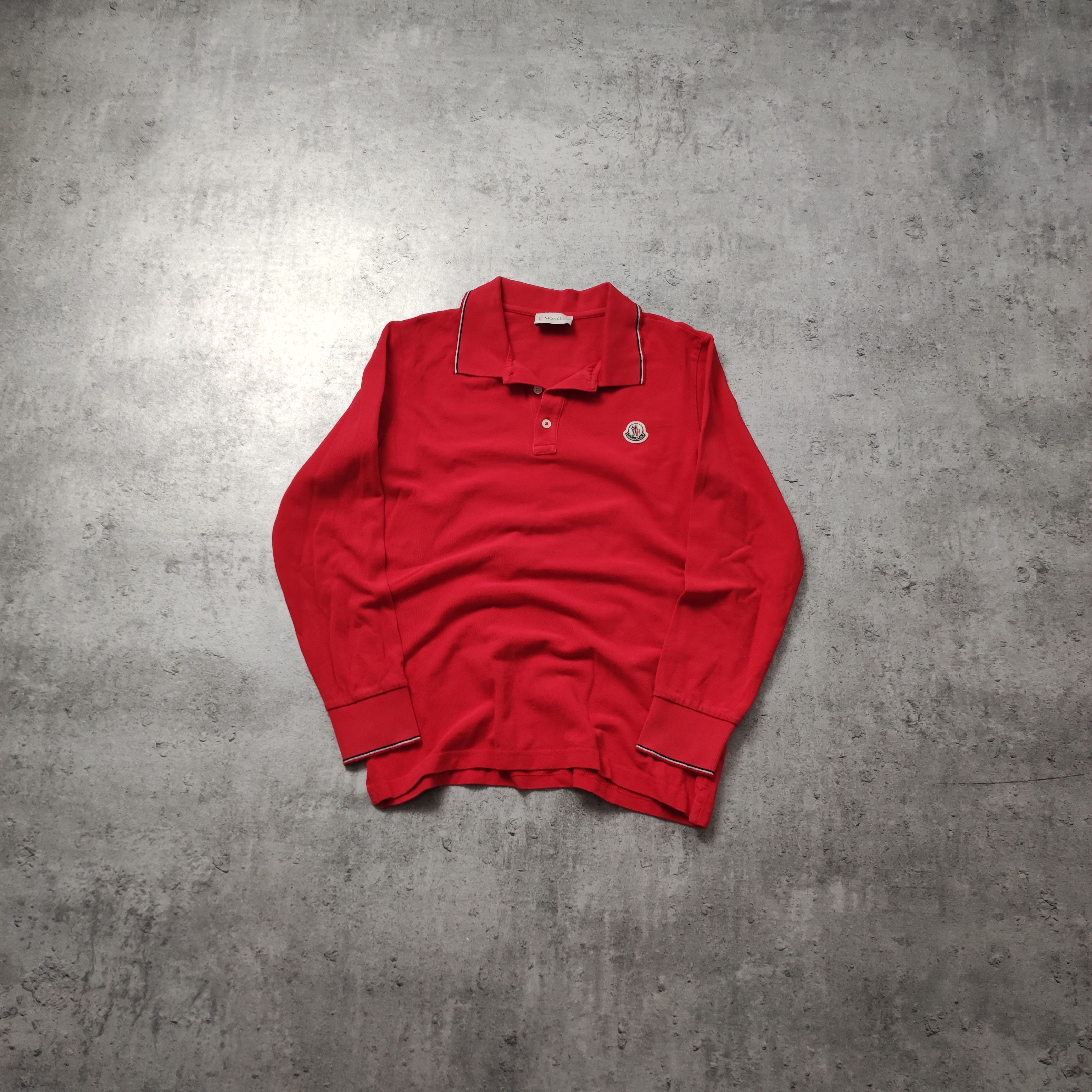 Moncler RARE Moncler Red Longsleeve Maglia Manica Polo Shirt Size S / US 4 / IT 40 - 1 Thumbnail