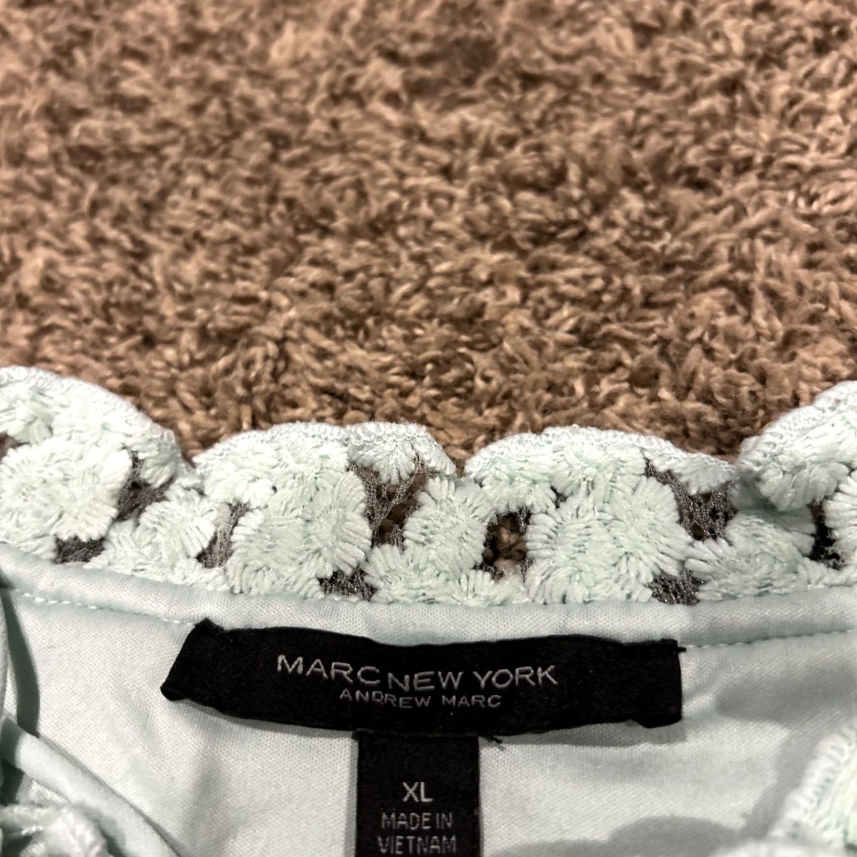 Vintage Marc New York Blouse Women XL Lace Lined Short Sleeve Round Neck Green Polyester Embroidered Vintage: No B31 Size XL / US 12-14 / IT 48-50 - 2 Thumbnail