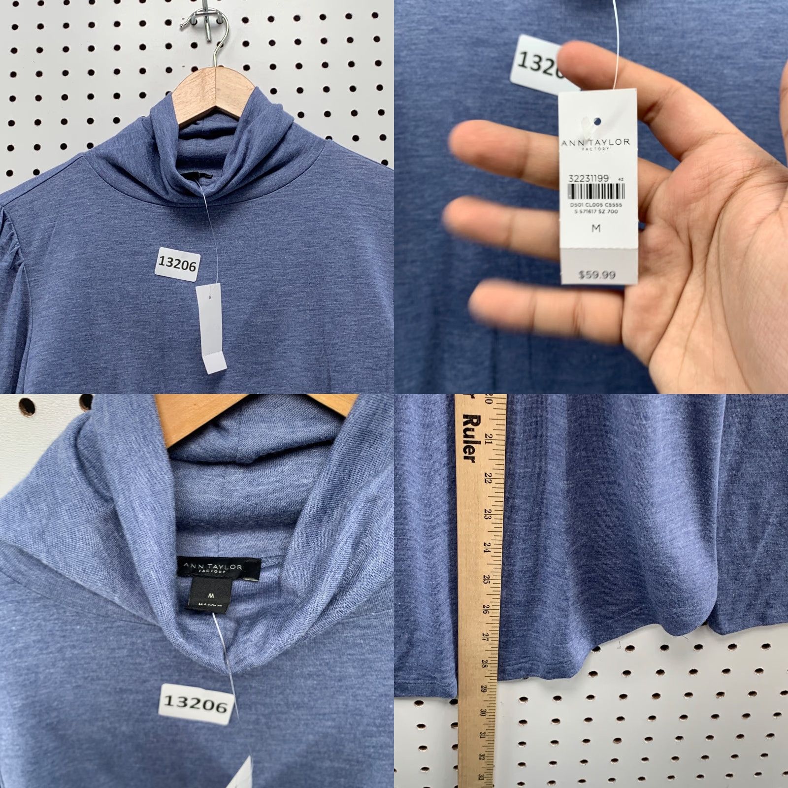 Ann Taylor VINTAGE Ann Taylor Blouse Shirt Womens Medium Blue Turtle Neck Long Sleeve NWT Balloon Sleeve 90s Size M / US 6-8 / IT 42-44 - 8 Thumbnail